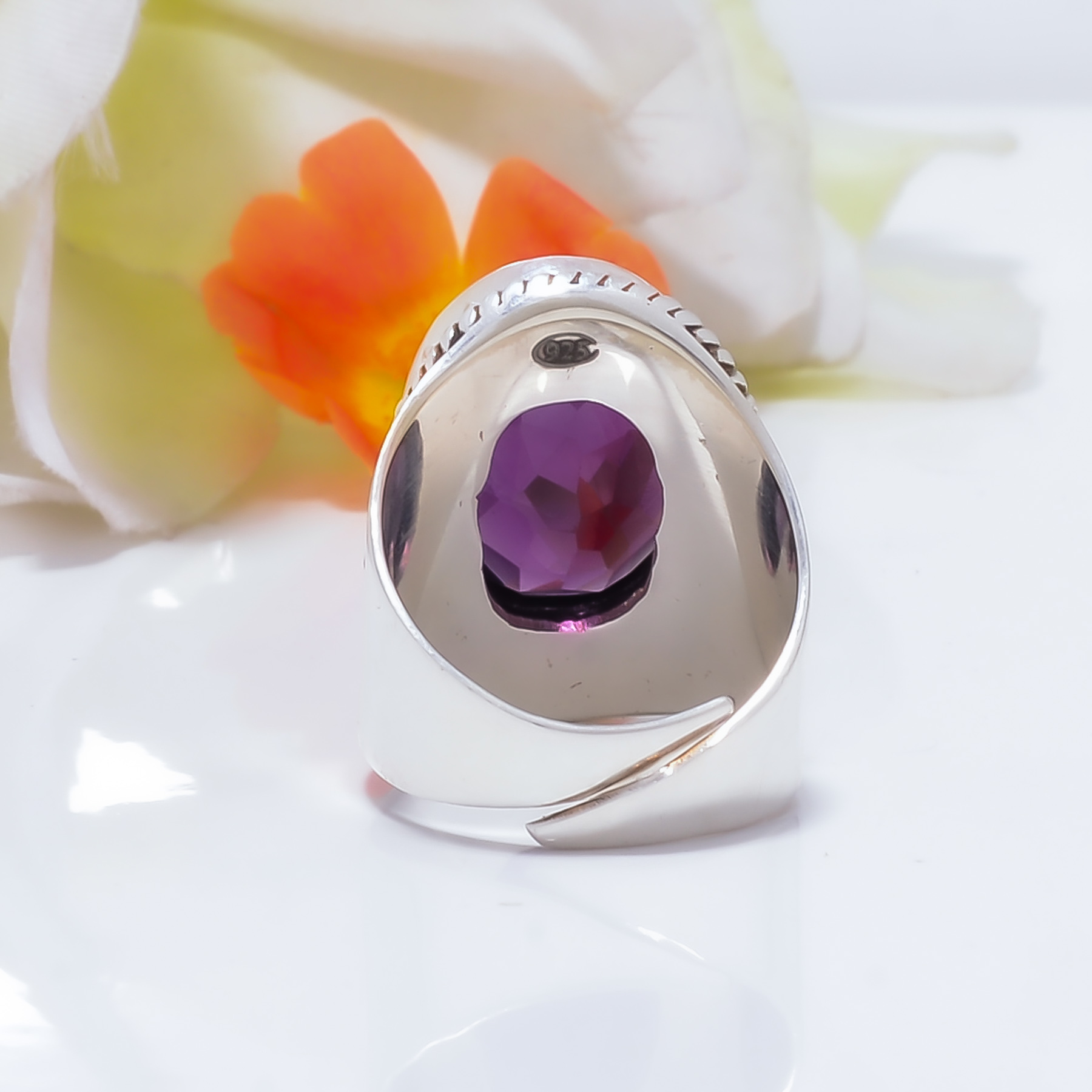 Purple Amethyst - Simulated Gemstone 925 Sterling Silver Ring