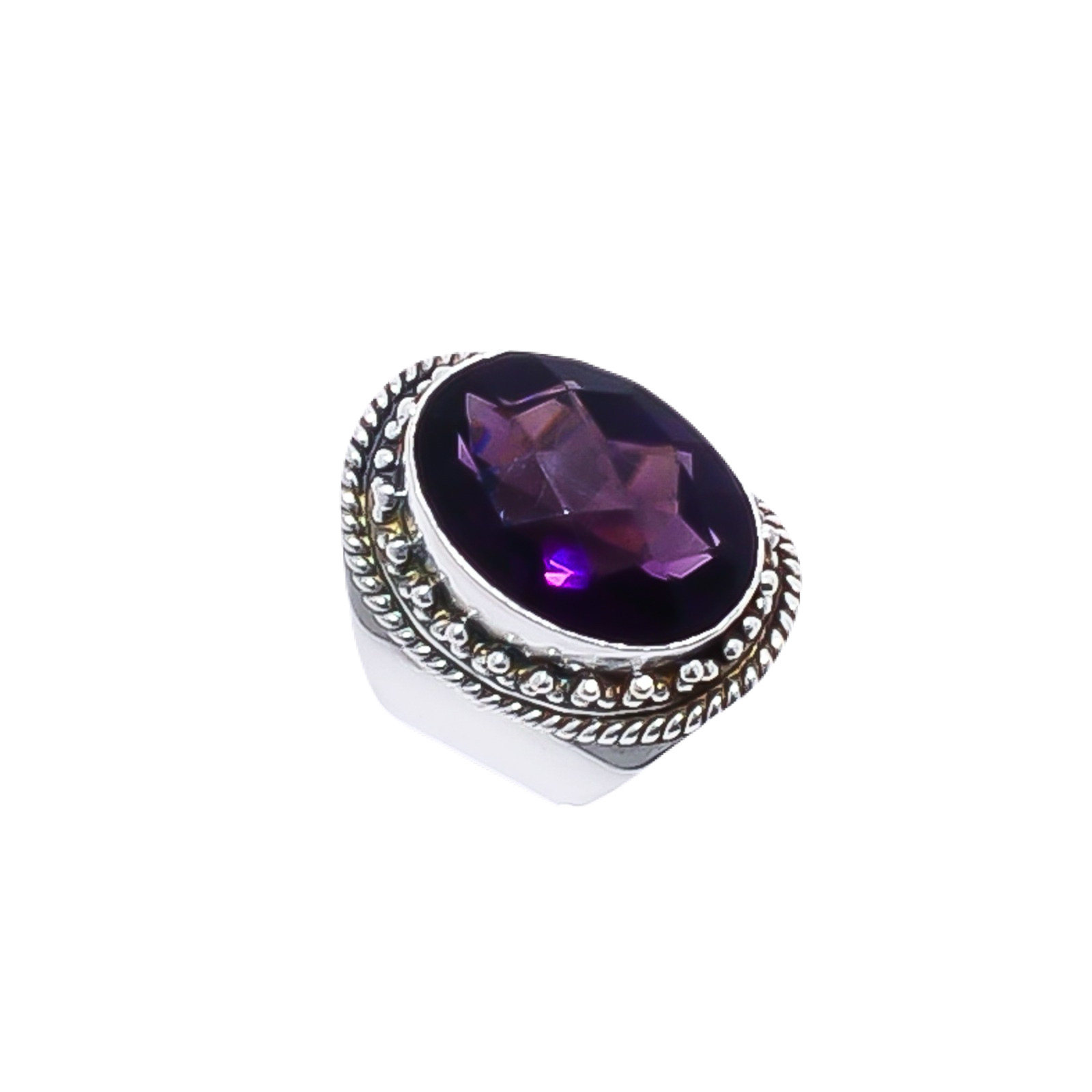 Purple Amethyst - Simulated Gemstone 925 Sterling Silver Ring