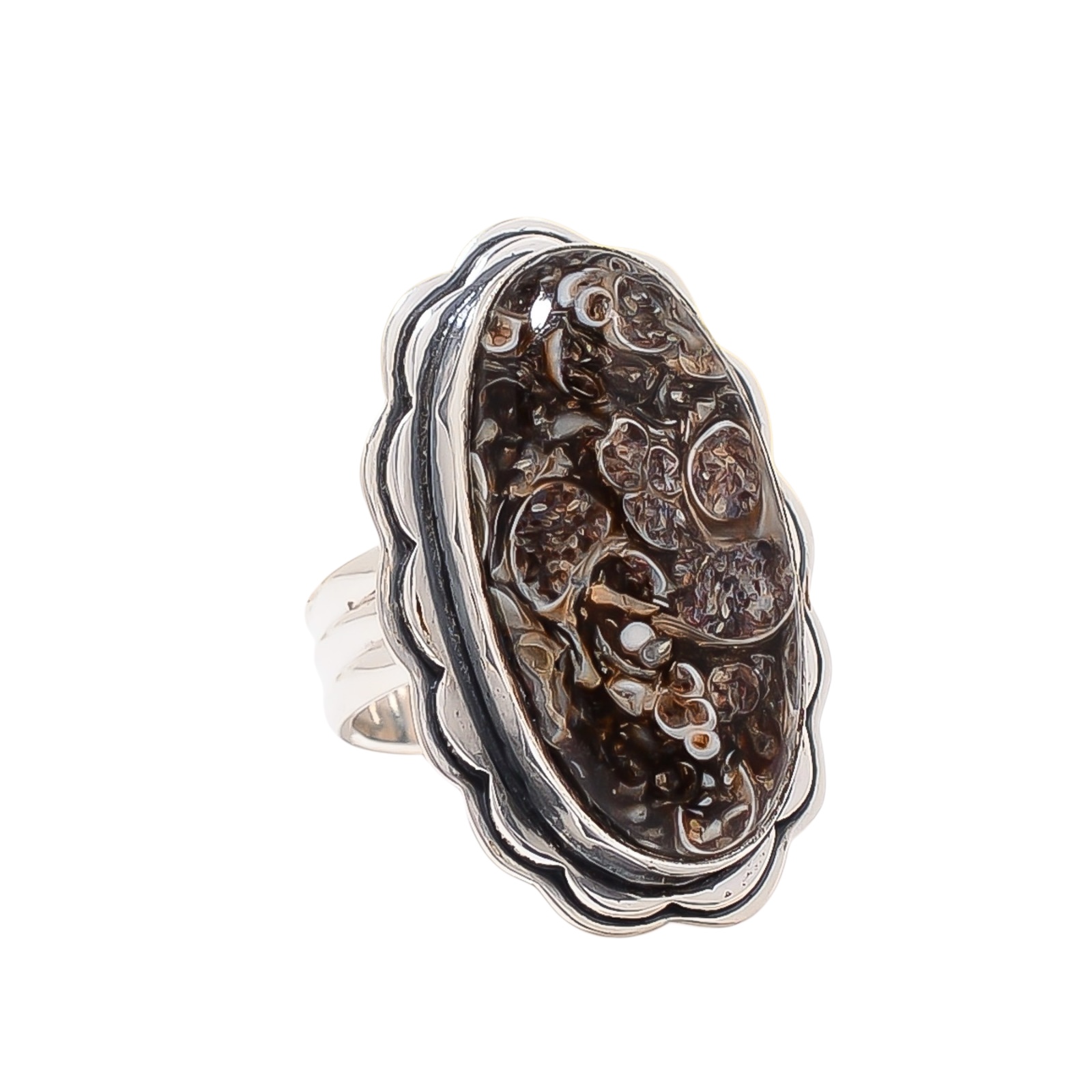 Turritella Agate - Wyoming 925 Sterling Silver Ring