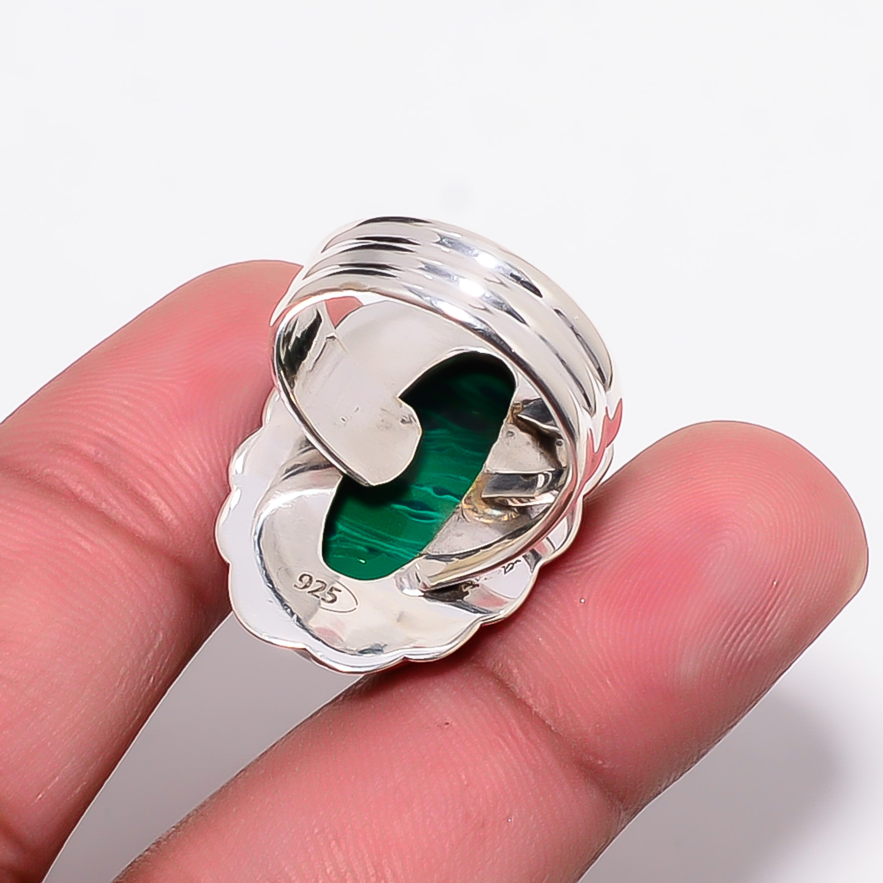 Malachite - Simulated 925 Sterling Silver Ring