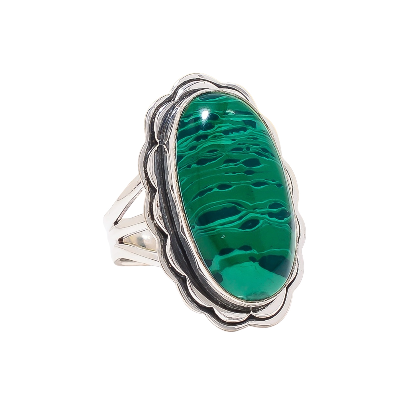Malachite - Simulated 925 Sterling Silver Ring