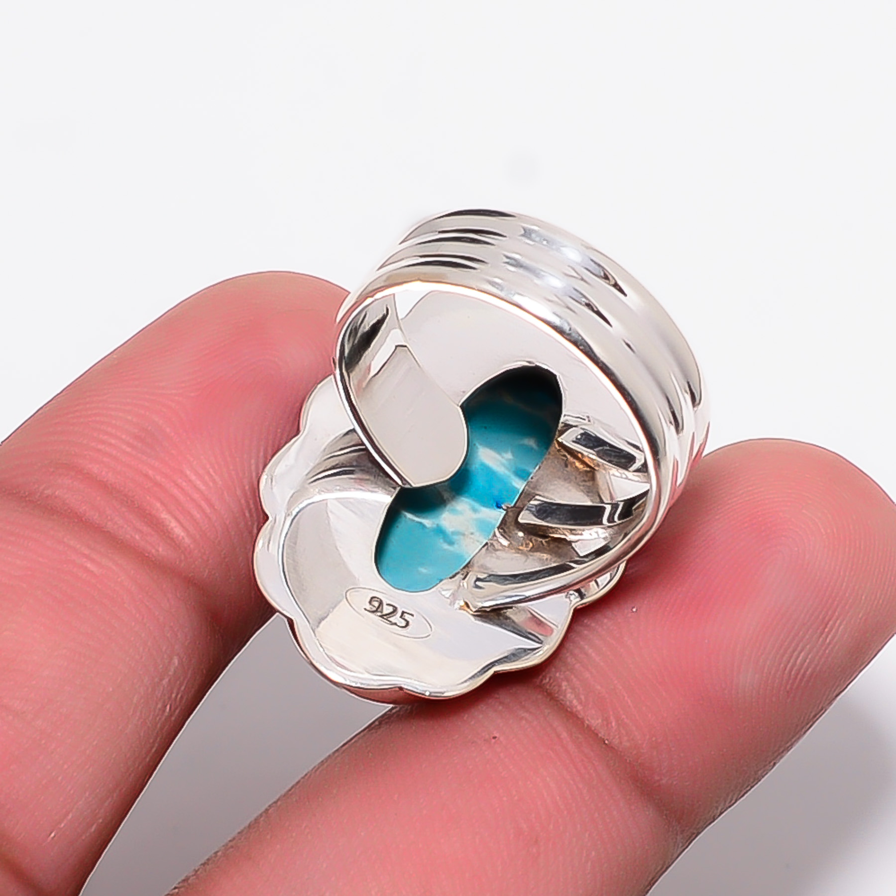 Larimar - Simulated 925 Sterling Silver Ring