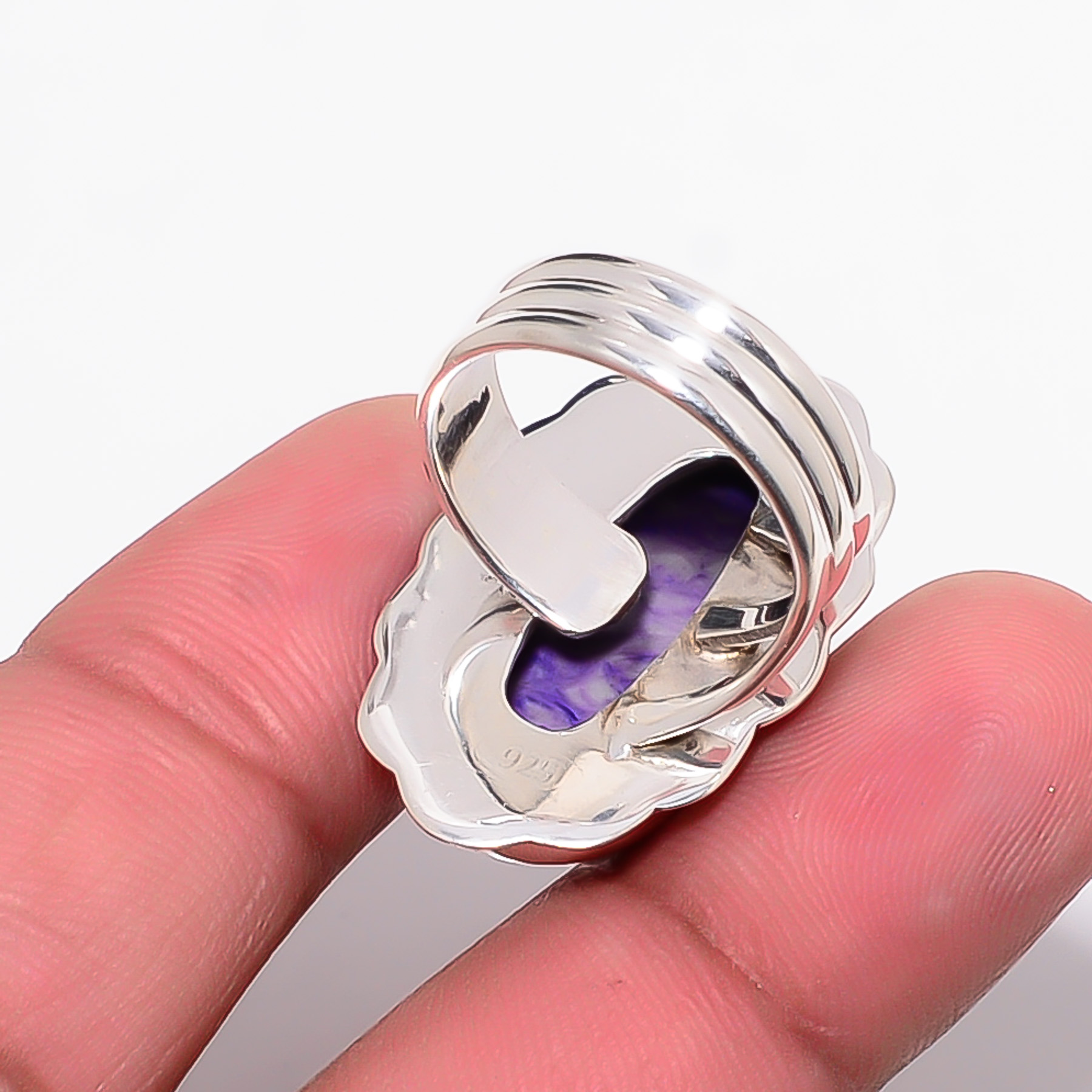 Purple Charoite - Simulated 925 Sterling Silver Ring