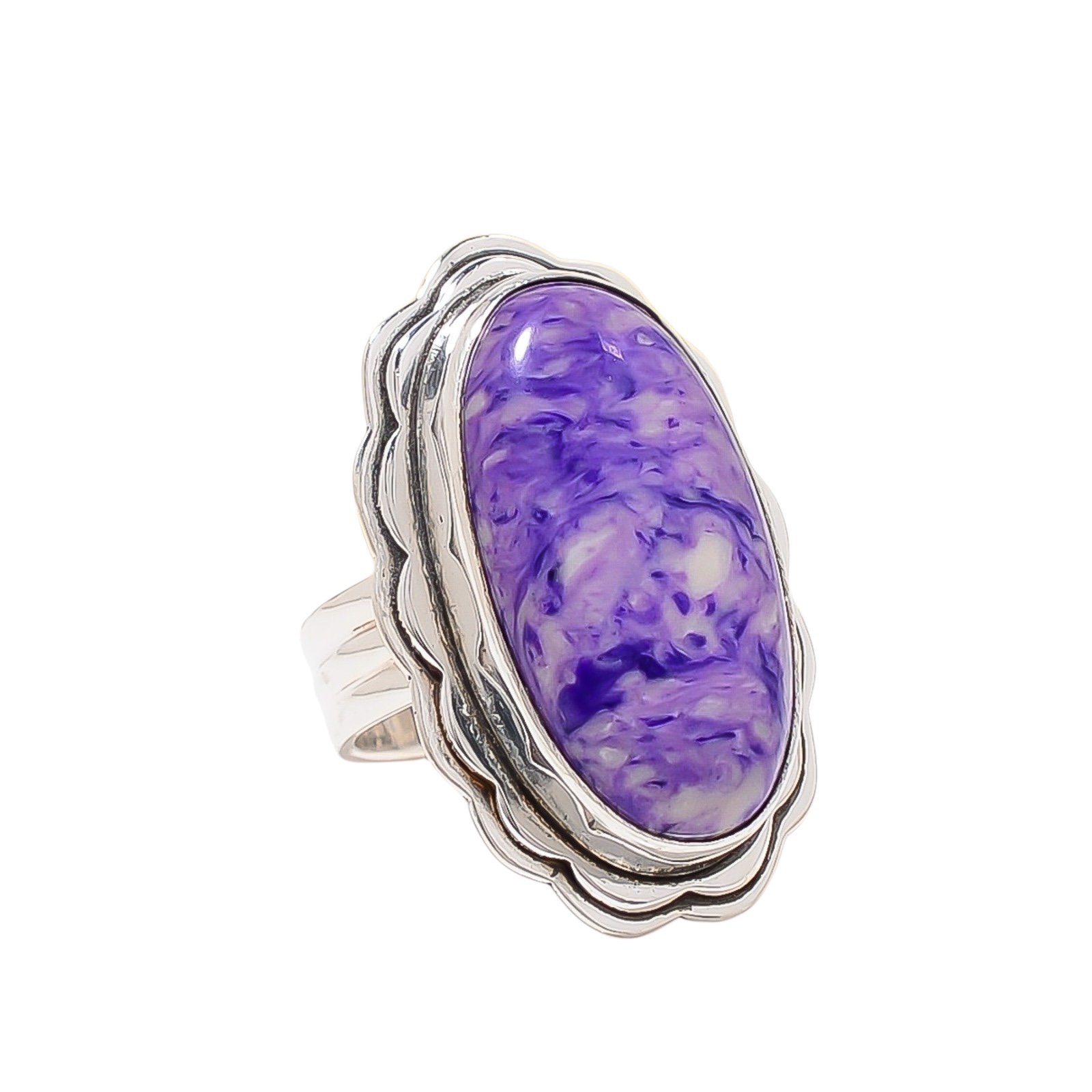 Purple Charoite - Simulated 925 Sterling Silver Ring