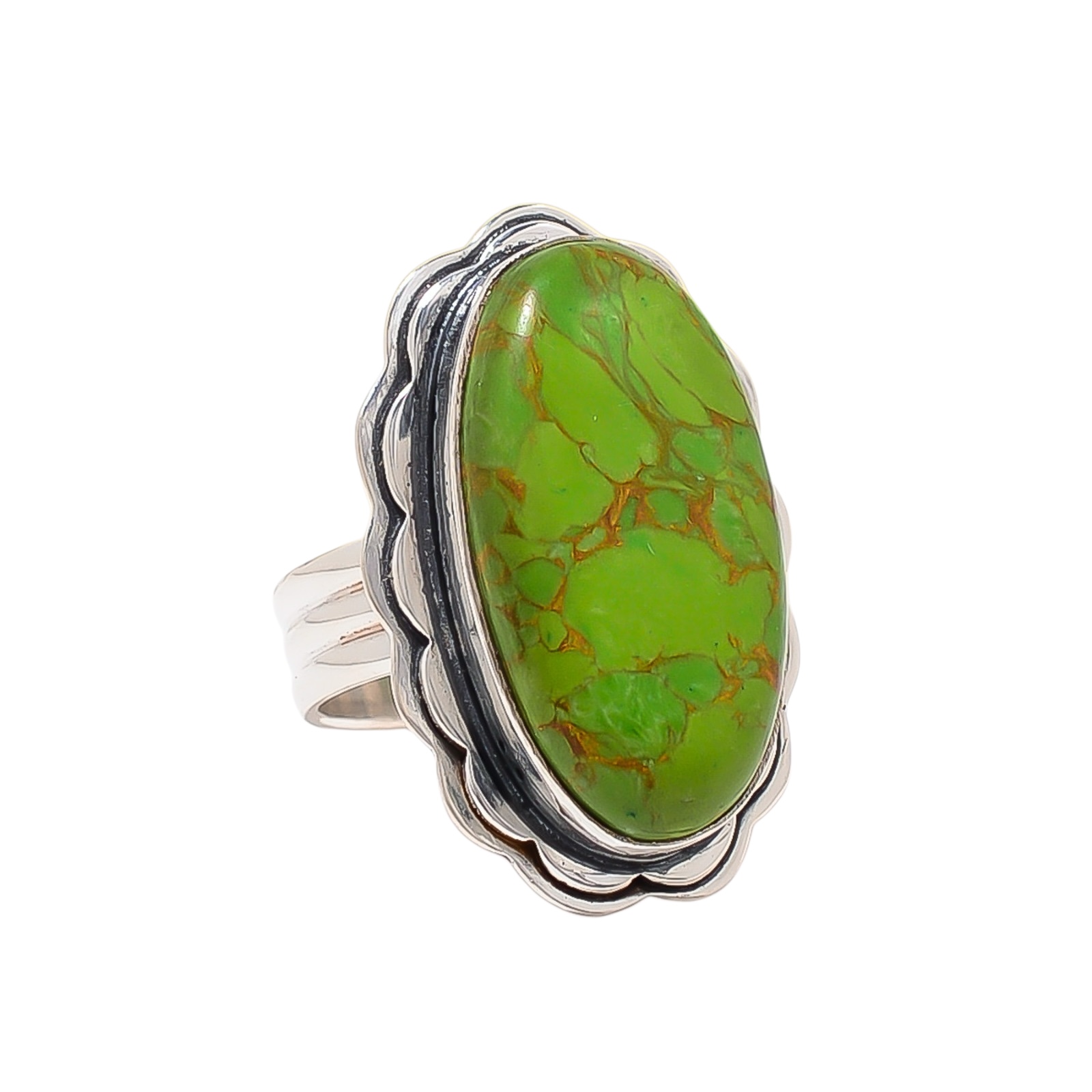 Copper Green Turquoise - Simulated 925 Sterling Silver Ring