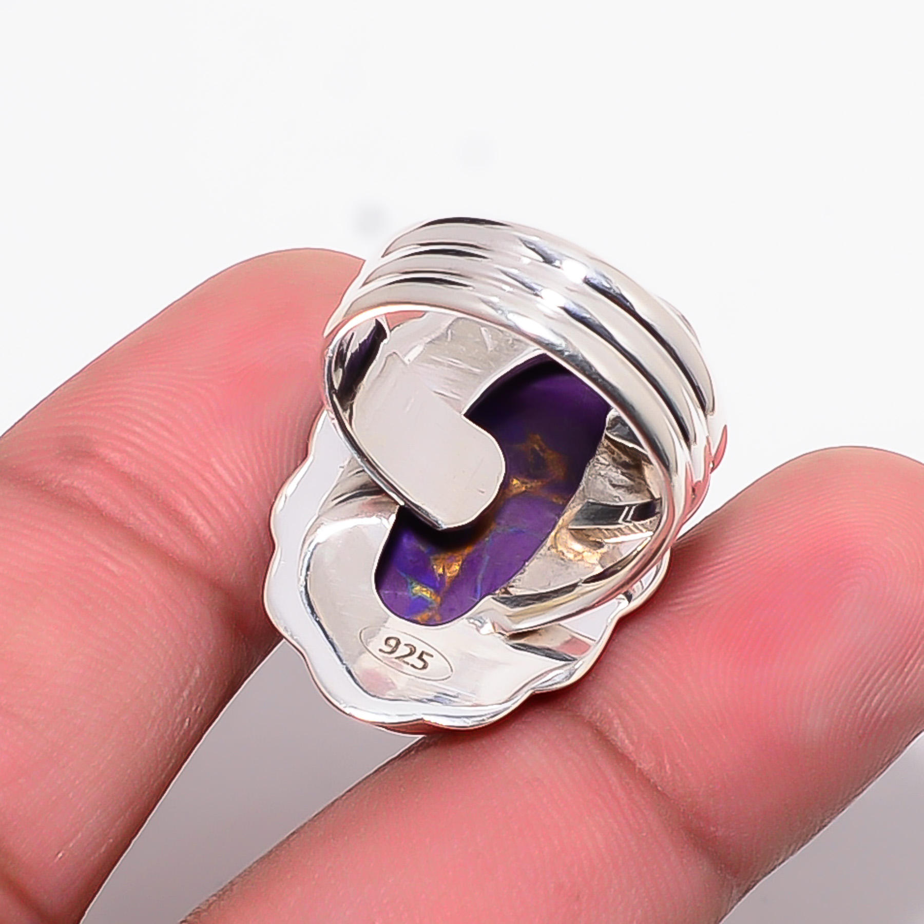 Copper Purple Turquoise - Simulated 925 Sterling Silver Ring