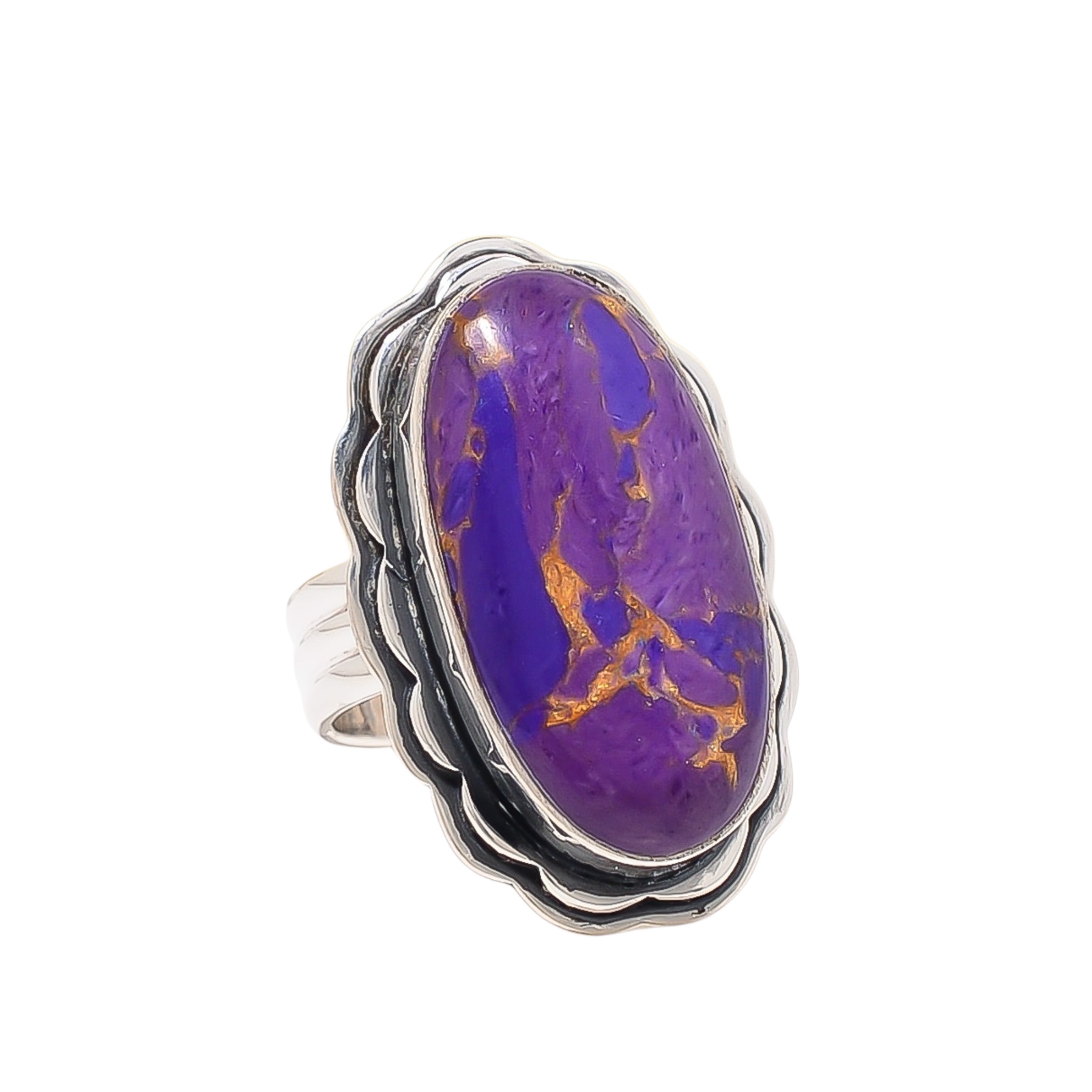 Copper Purple Turquoise - Simulated 925 Sterling Silver Ring