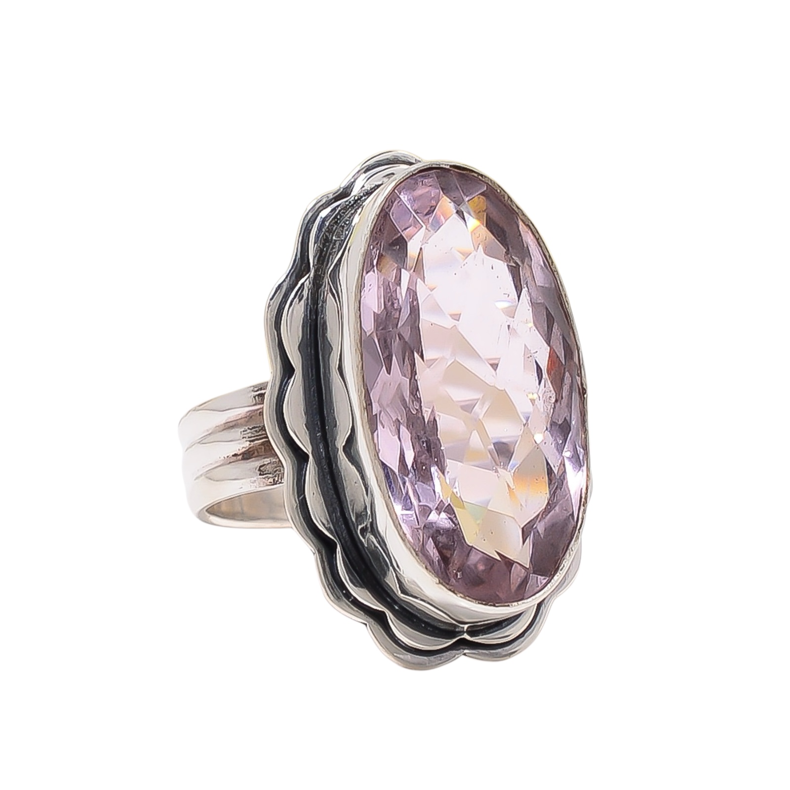 Pink Kunzite - Simulated 925 Sterling Silver Ring