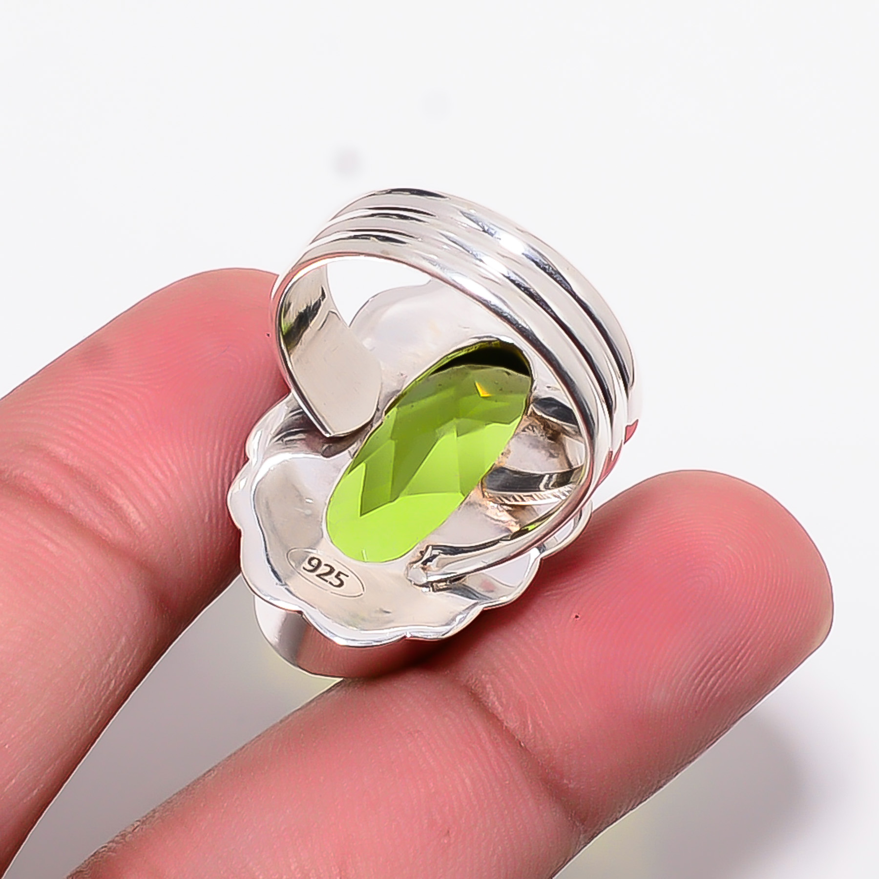Peridot - Simulated 925 Sterling Silver Ring