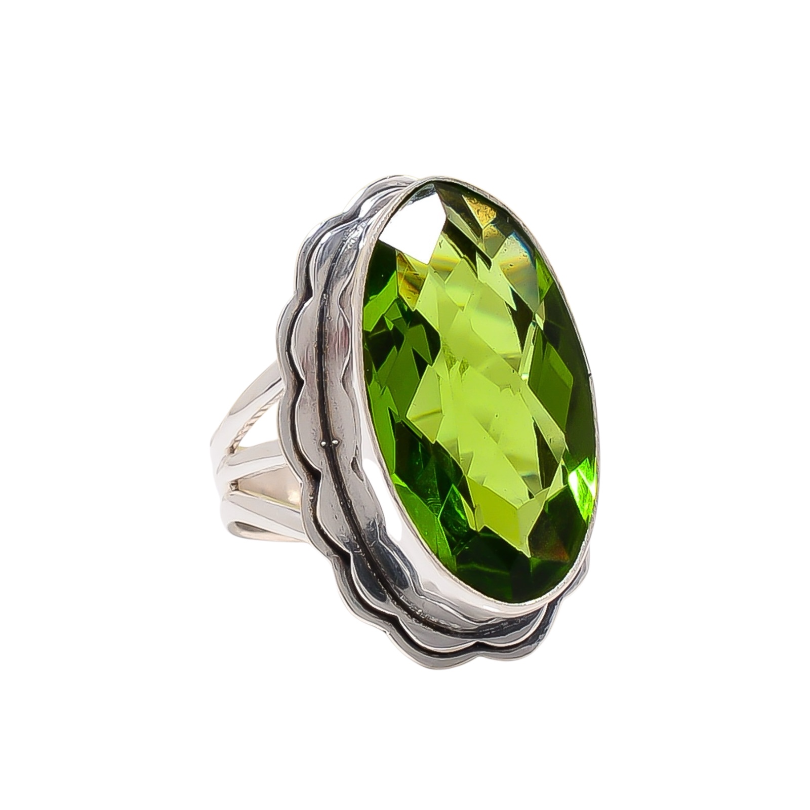 Peridot - Simulated 925 Sterling Silver Ring
