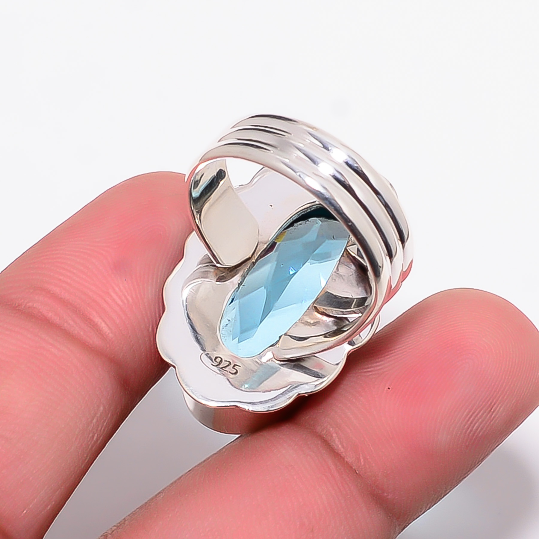 Blue Topaz - Simulated 925 Sterling Silver Ring