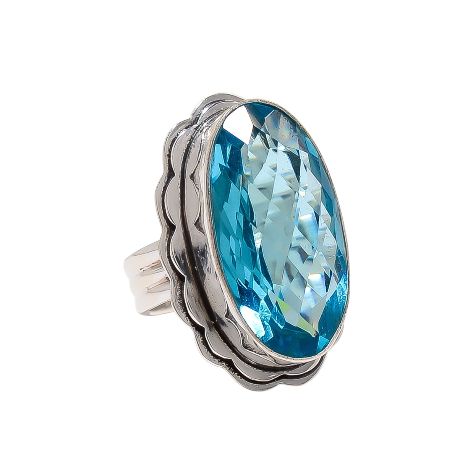 Blue Topaz - Simulated 925 Sterling Silver Ring