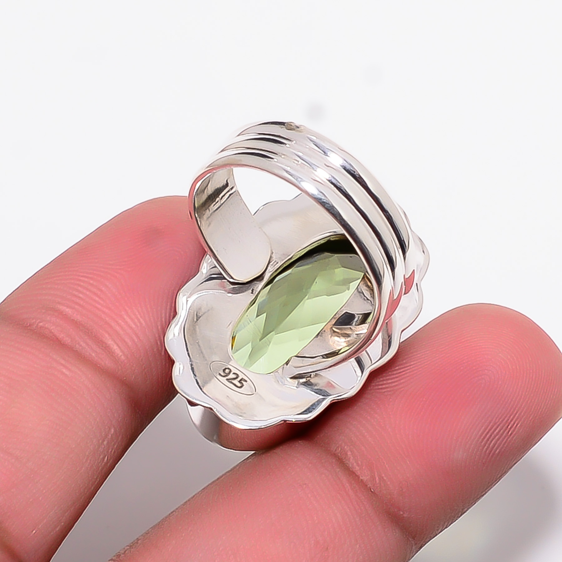Green Amethyst - Simulated 925 Sterling Silver Ring
