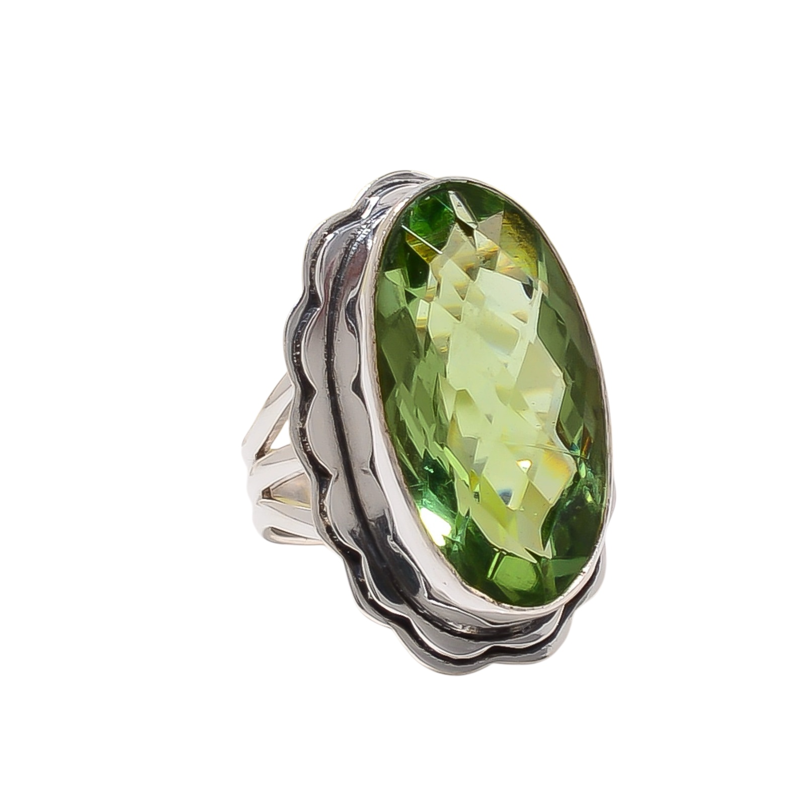 Green Amethyst - Simulated 925 Sterling Silver Ring