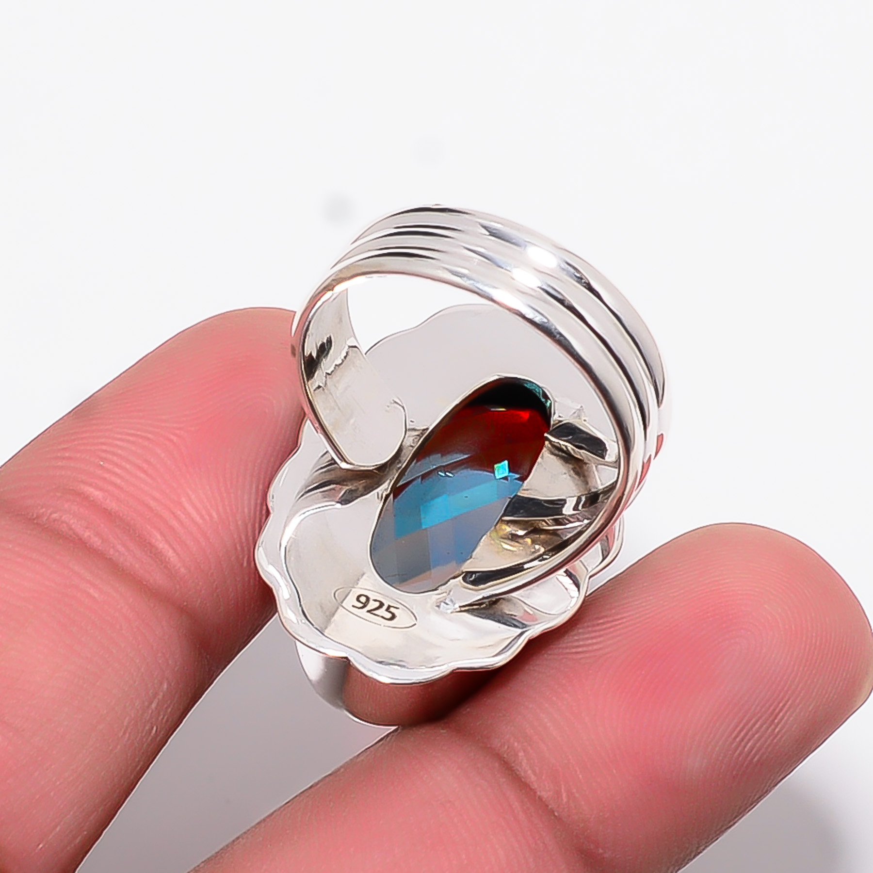 Black Rainbow Mystic Fire Topaz - Simulated 925 Sterling Silver Ring