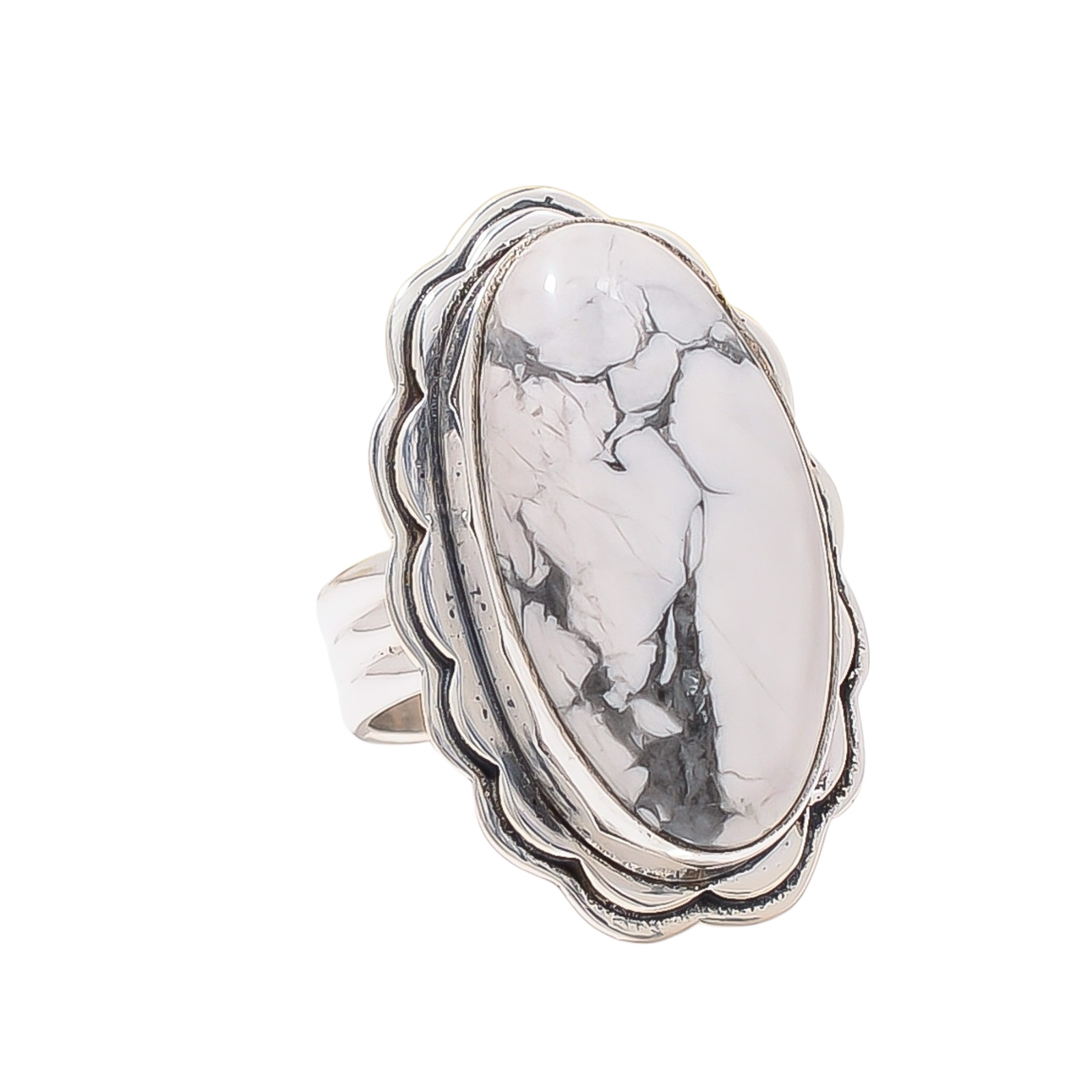Natural White Howlite - United States 925 Sterling Silver Ring
