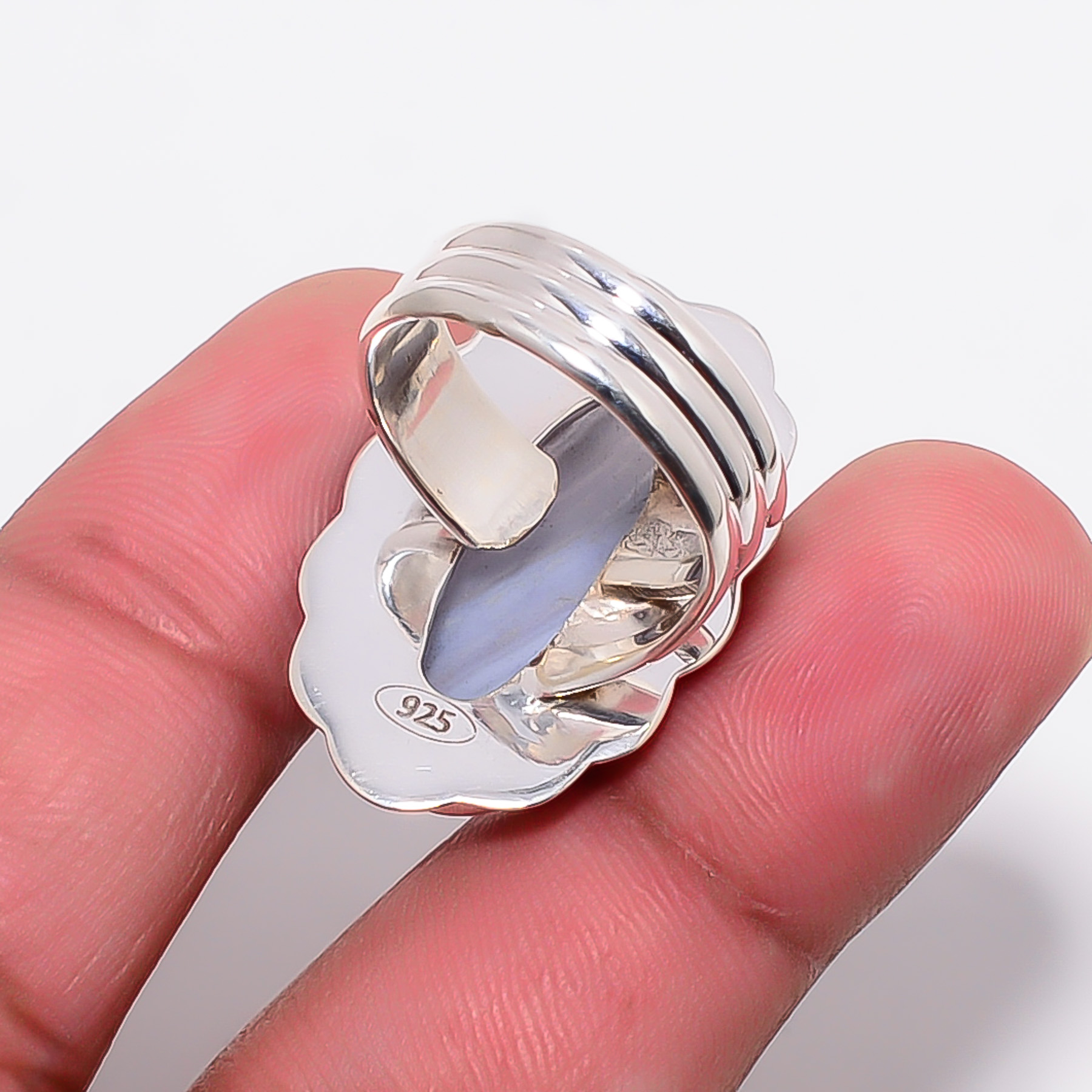 Blue Lace Agate - Namibia 925 Sterling Silver Ring