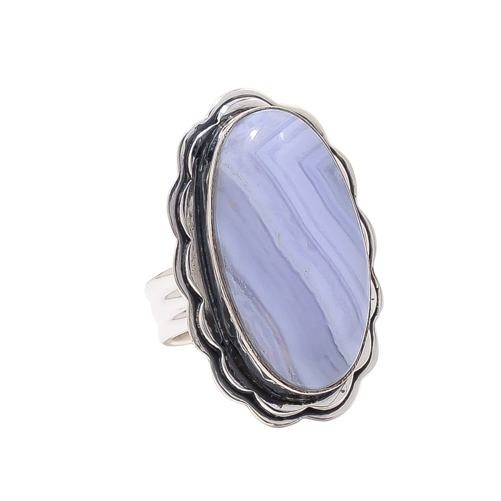 Blue Lace Agate - Namibia 925 Sterling Silver Ring