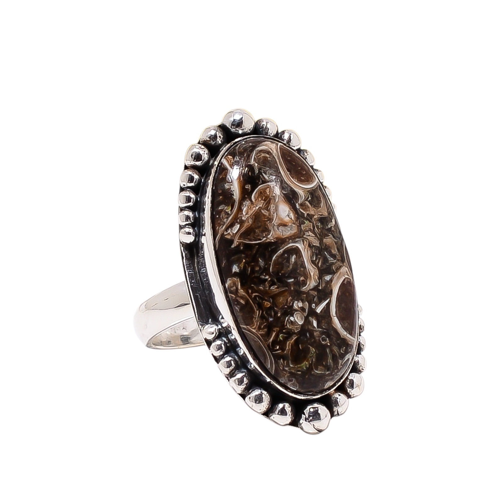Turritella Agate - Wyoming 925 Sterling Silver Ring