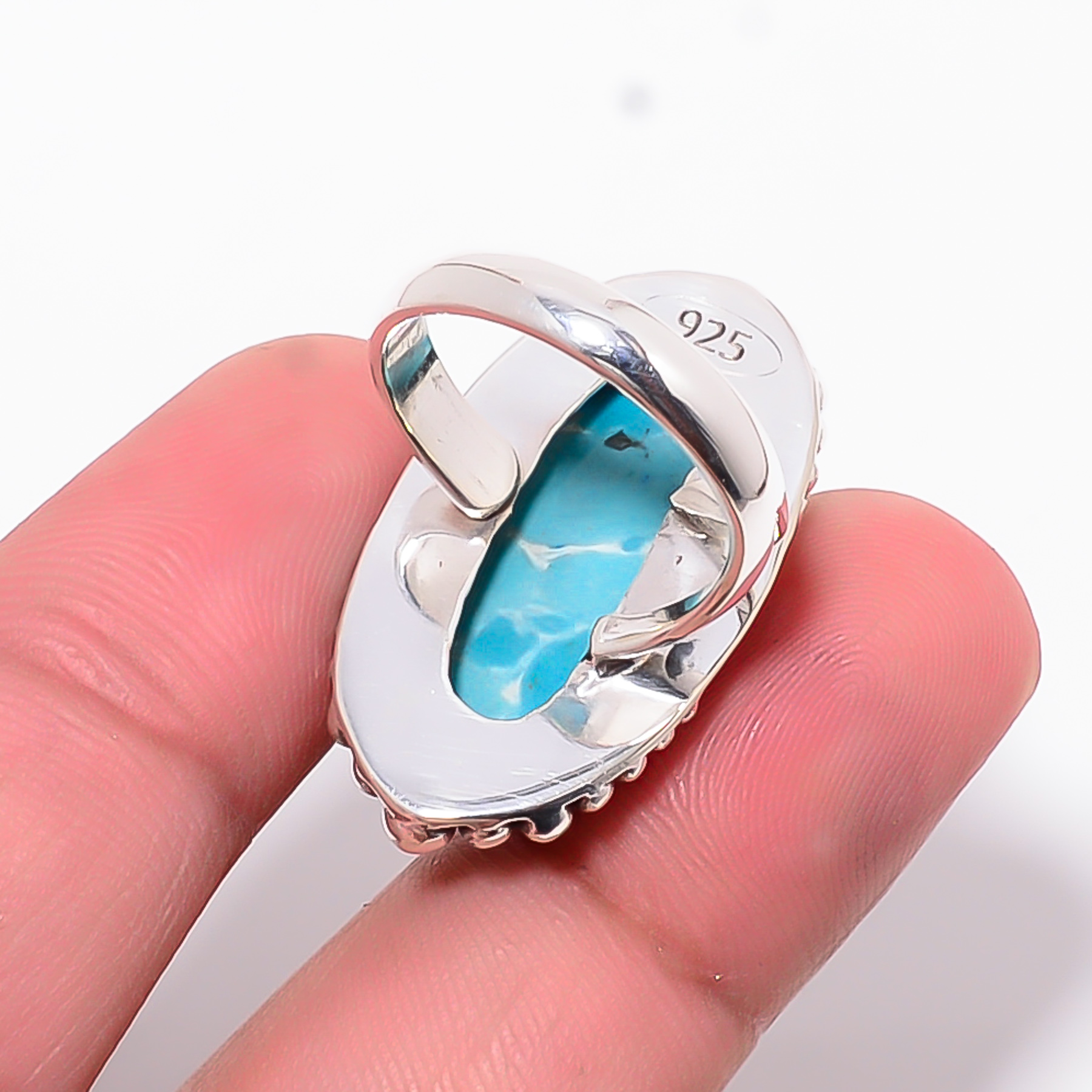 Larimar - Simulated 925 Sterling Silver Ring
