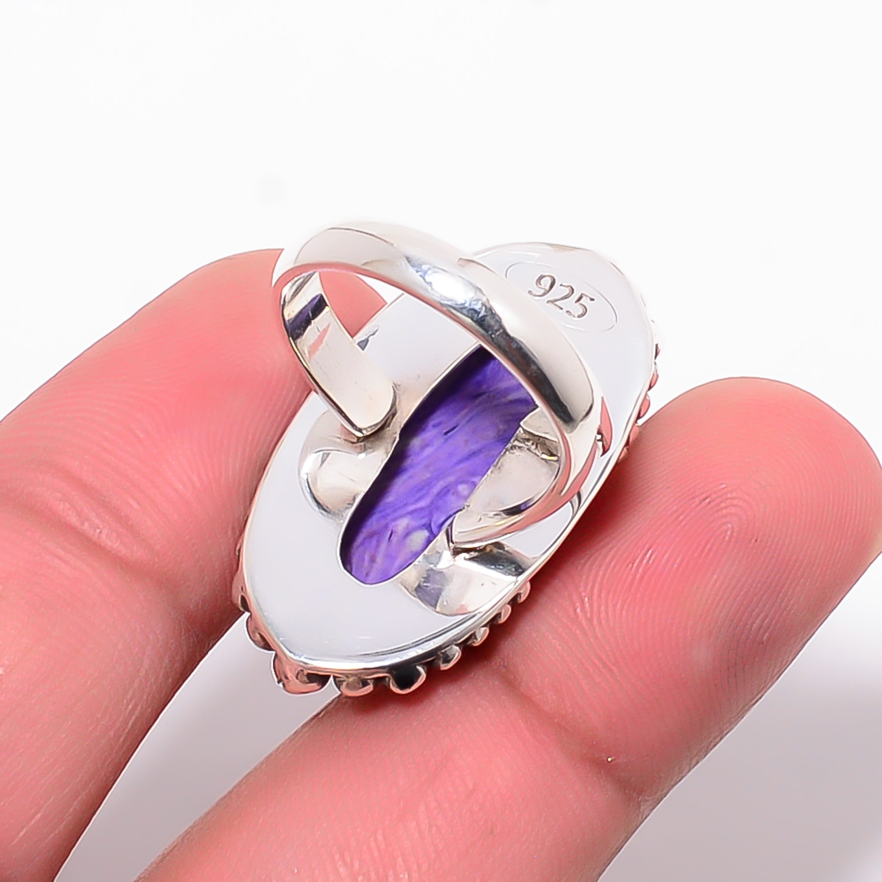 Purple Charoite - Simulated 925 Sterling Silver Ring