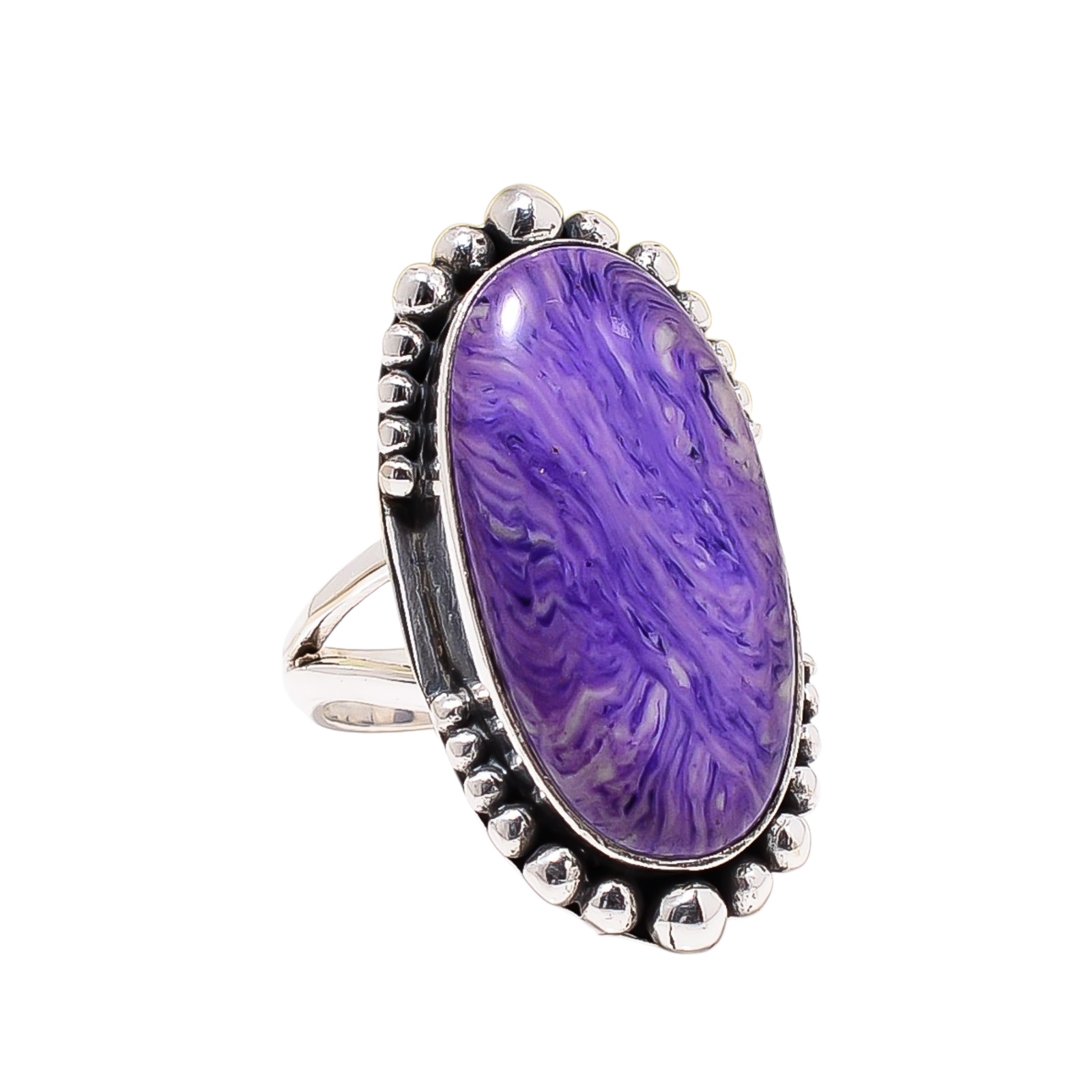 Purple Charoite - Simulated 925 Sterling Silver Ring