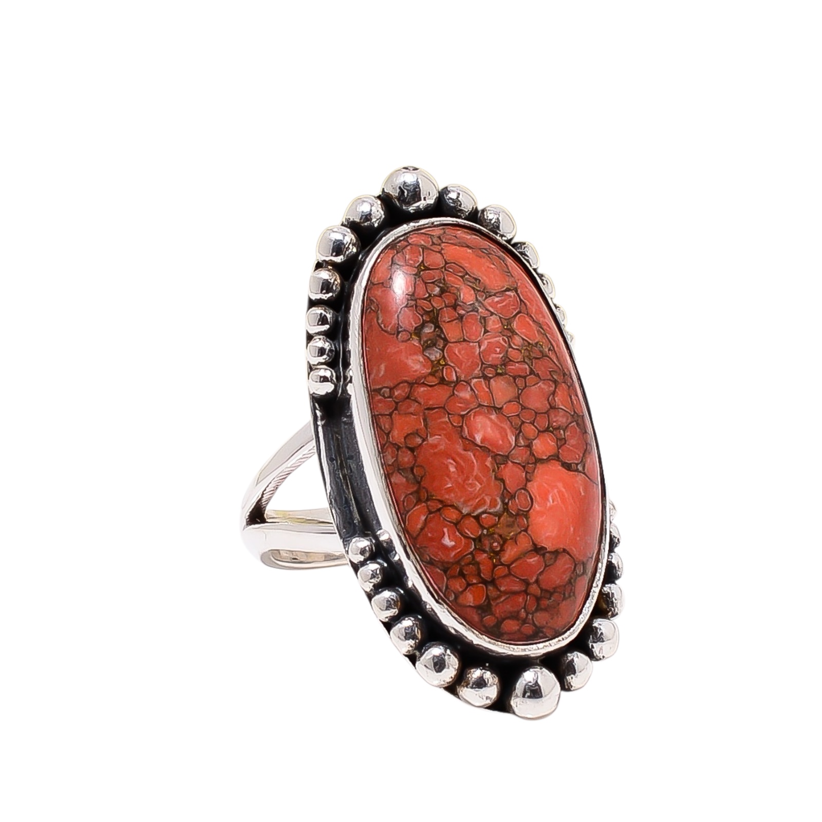 Copper Red Turquoise - Simulated 925 Sterling Silver Ring