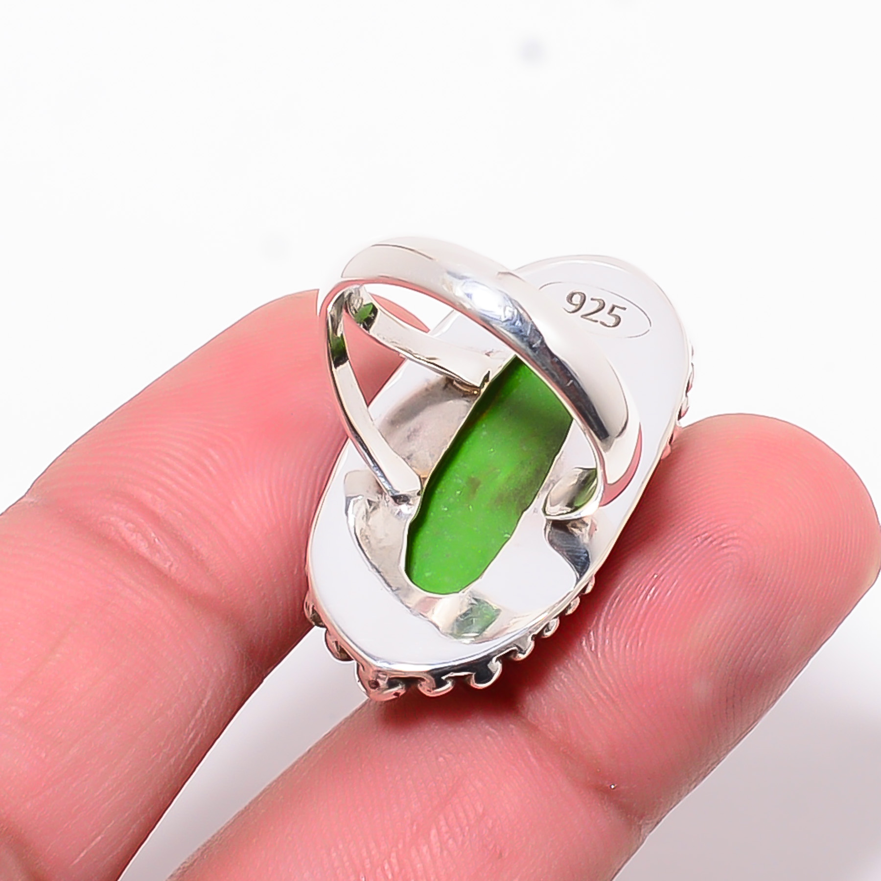 Copper Green Turquoise - Simulated 925 Sterling Silver Ring