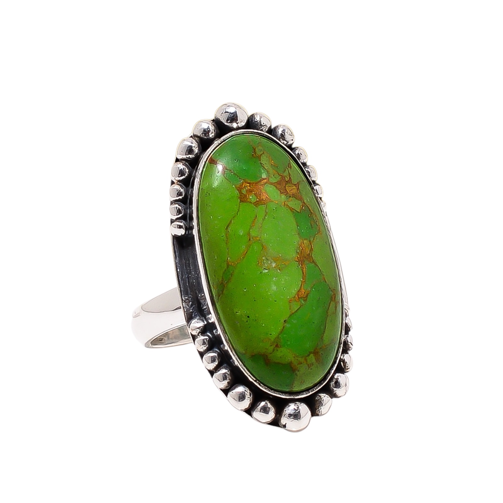 Copper Green Turquoise - Simulated 925 Sterling Silver Ring