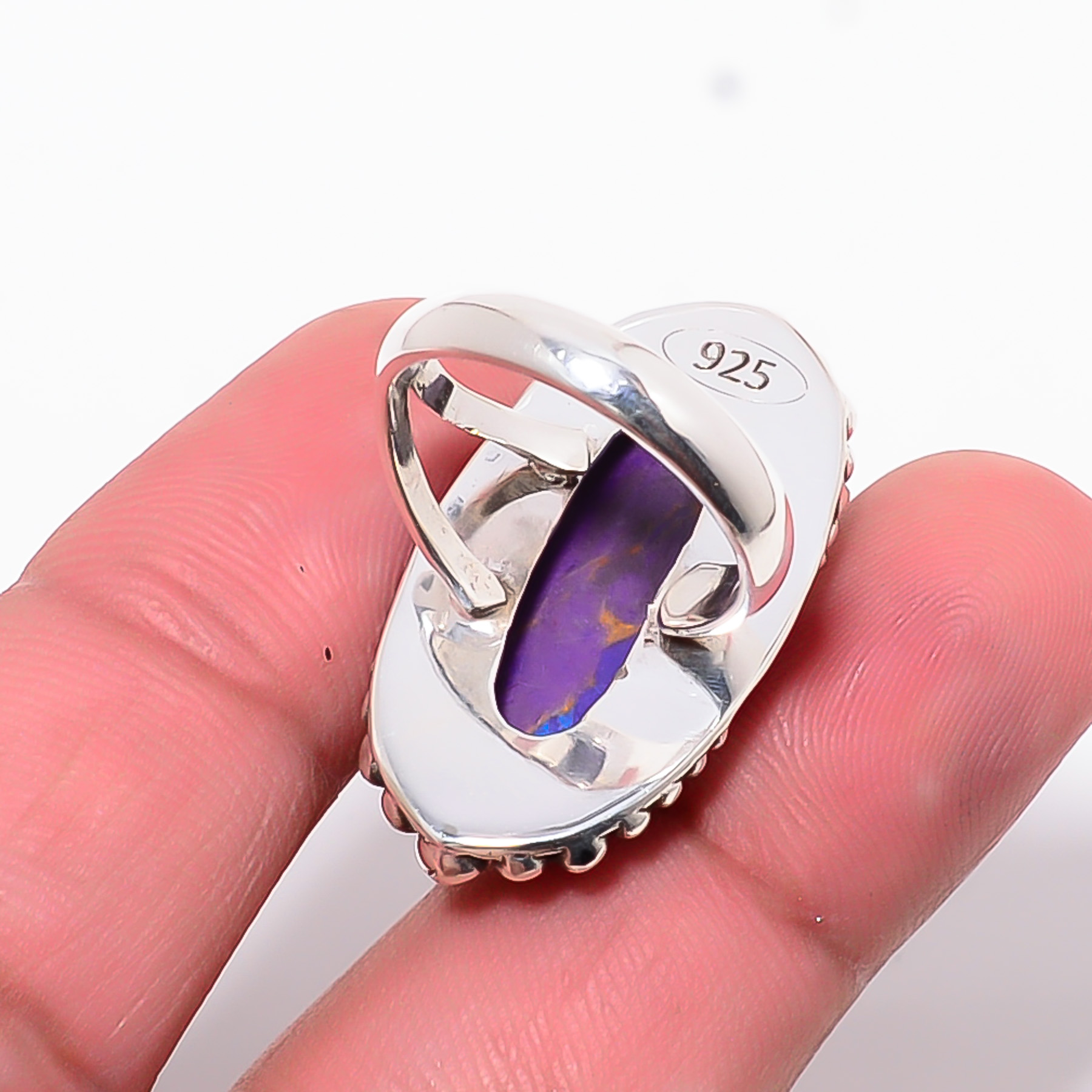 Copper Purple Turquoise - Simulated 925 Sterling Silver Ring