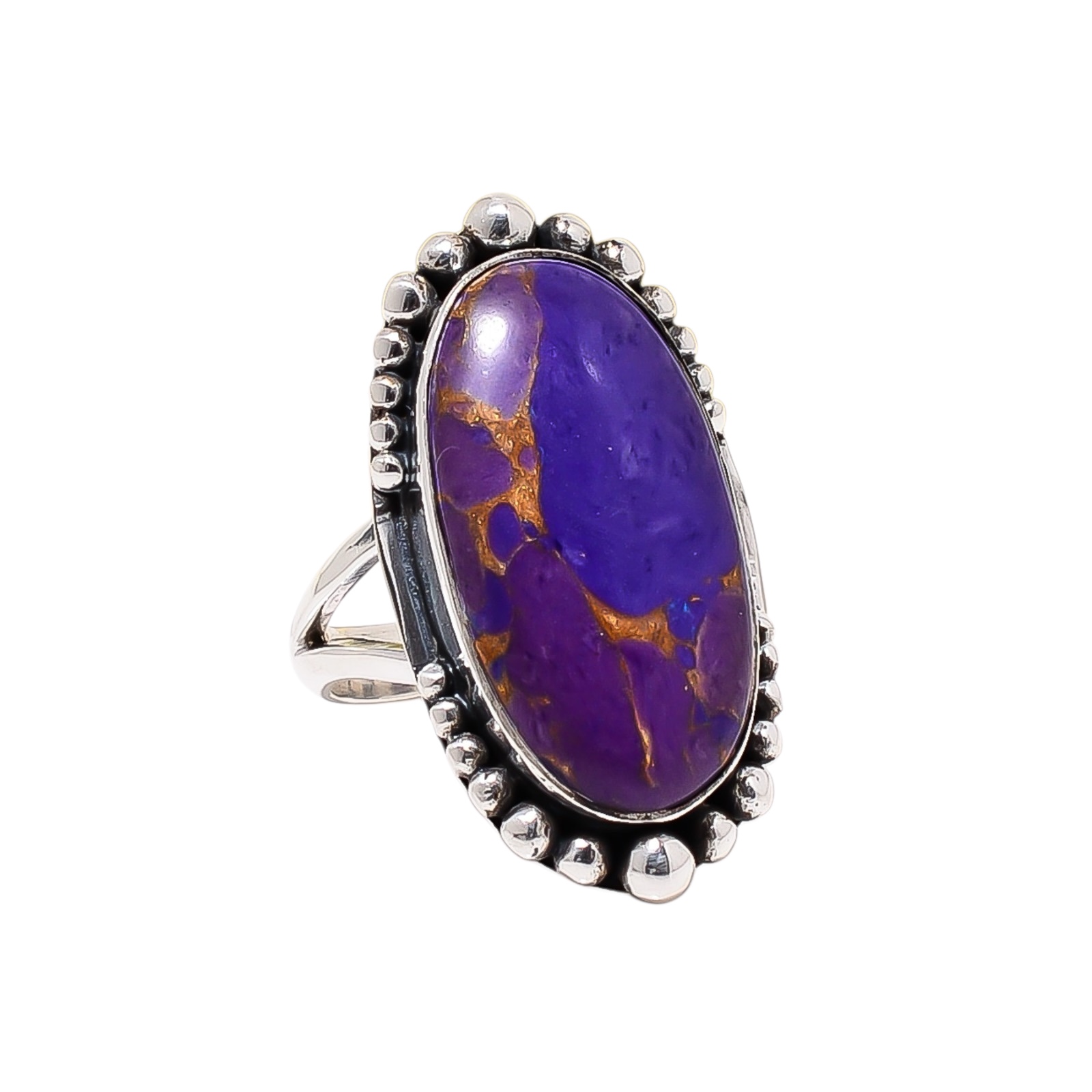 Copper Purple Turquoise - Simulated 925 Sterling Silver Ring