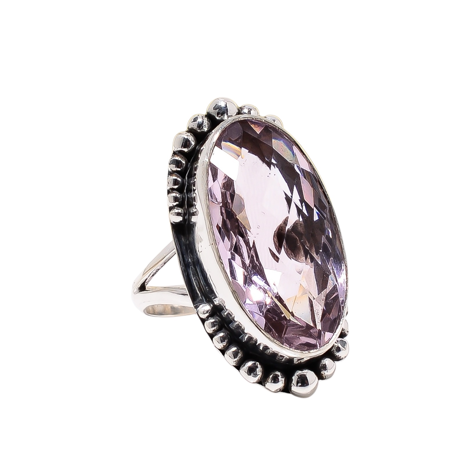 Pink Kunzite - Simulated 925 Sterling Silver Ring