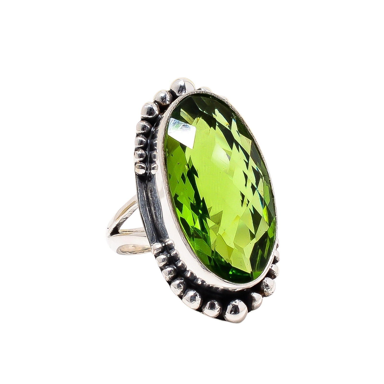 Peridot - Simulated 925 Sterling Silver Ring