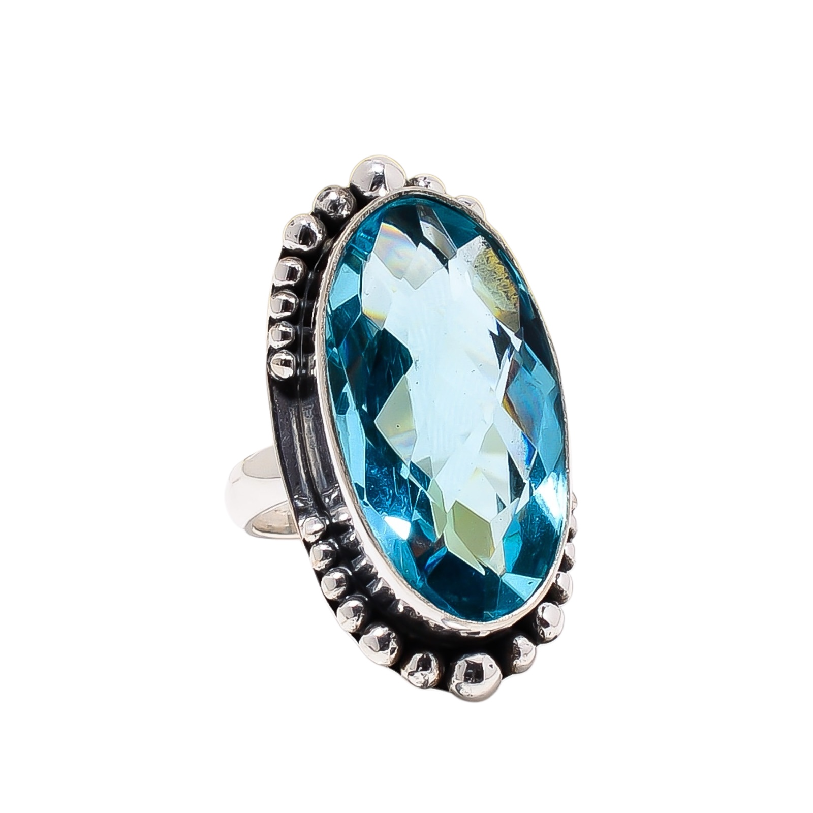 Blue Topaz - Simulated 925 Sterling Silver Ring