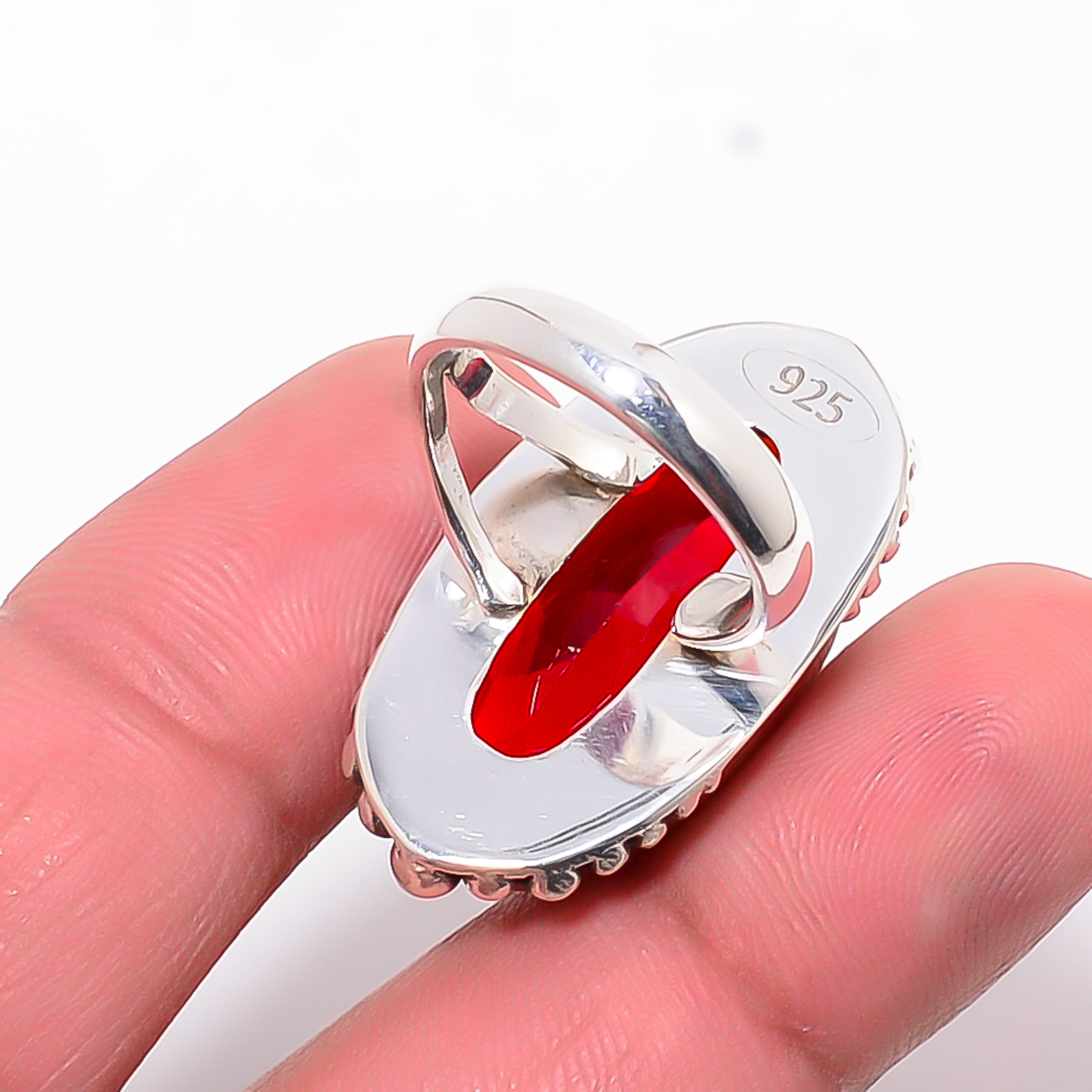 Red Garnet - Simulated 925 Sterling Silver Ring