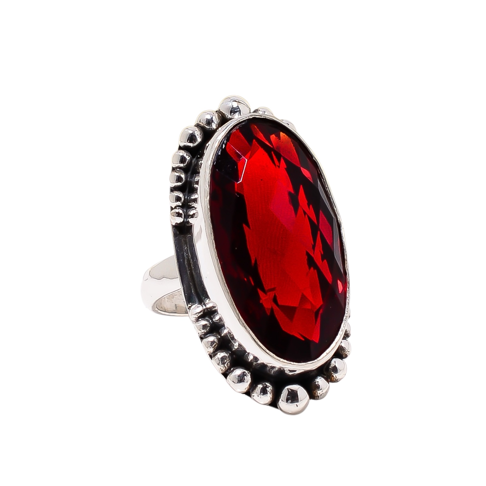 Red Garnet - Simulated 925 Sterling Silver Ring