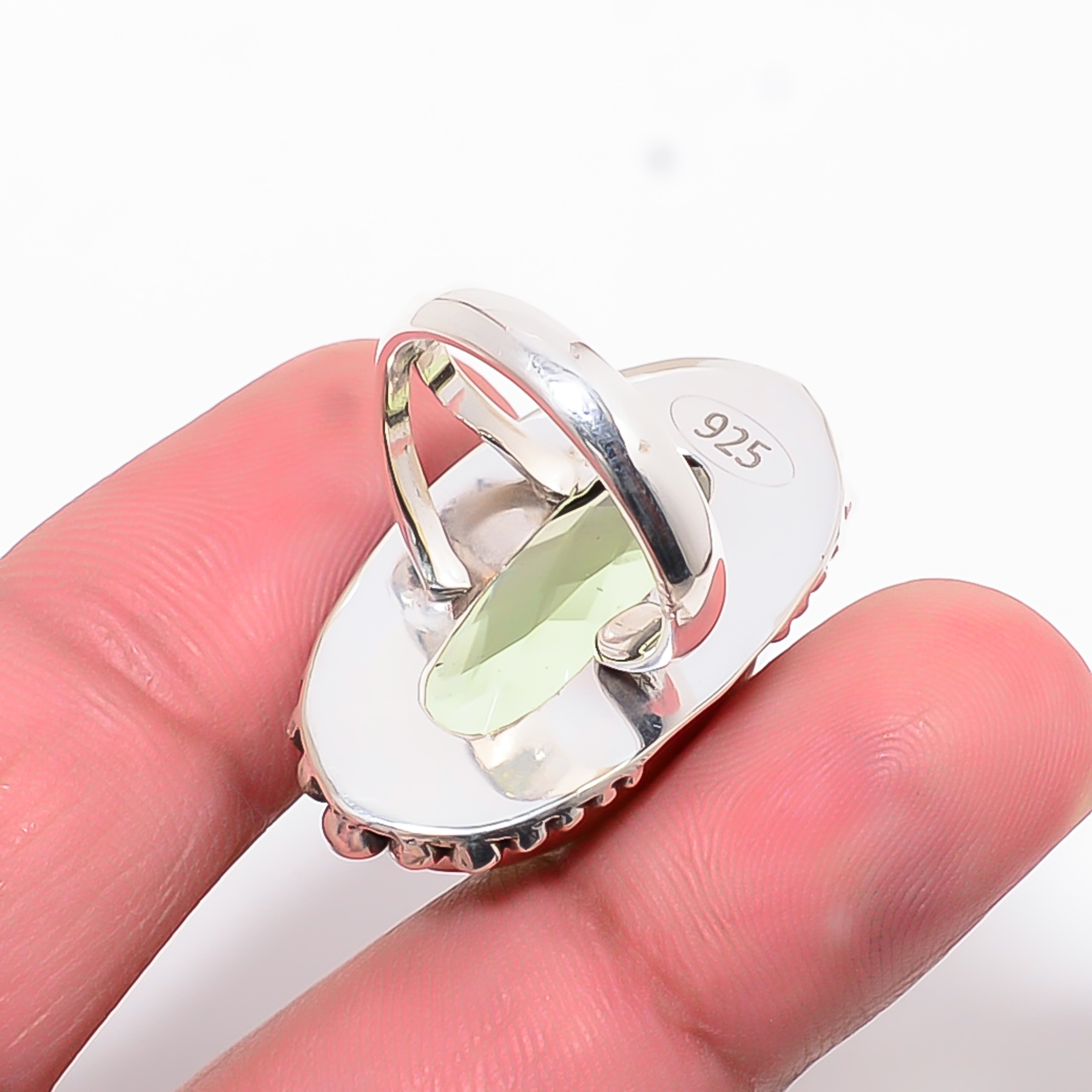 Green Amethyst - Simulated 925 Sterling Silver Ring