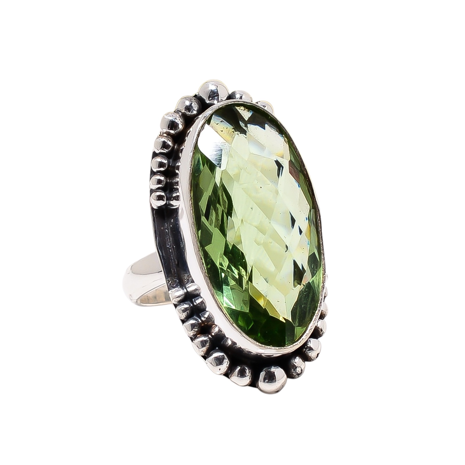 Green Amethyst - Simulated 925 Sterling Silver Ring