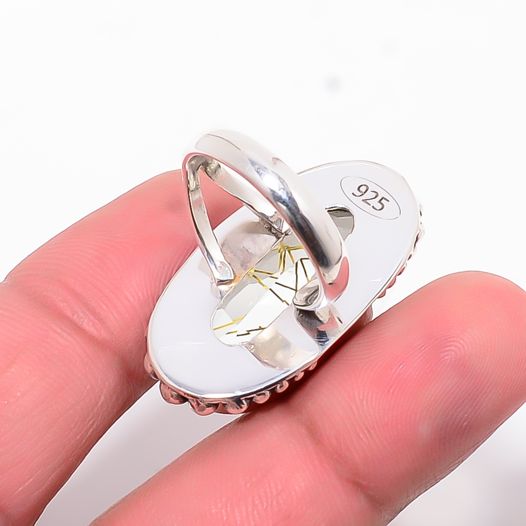 Golden Rutilated Quartz - Simulated 925 Sterling Silver Ring