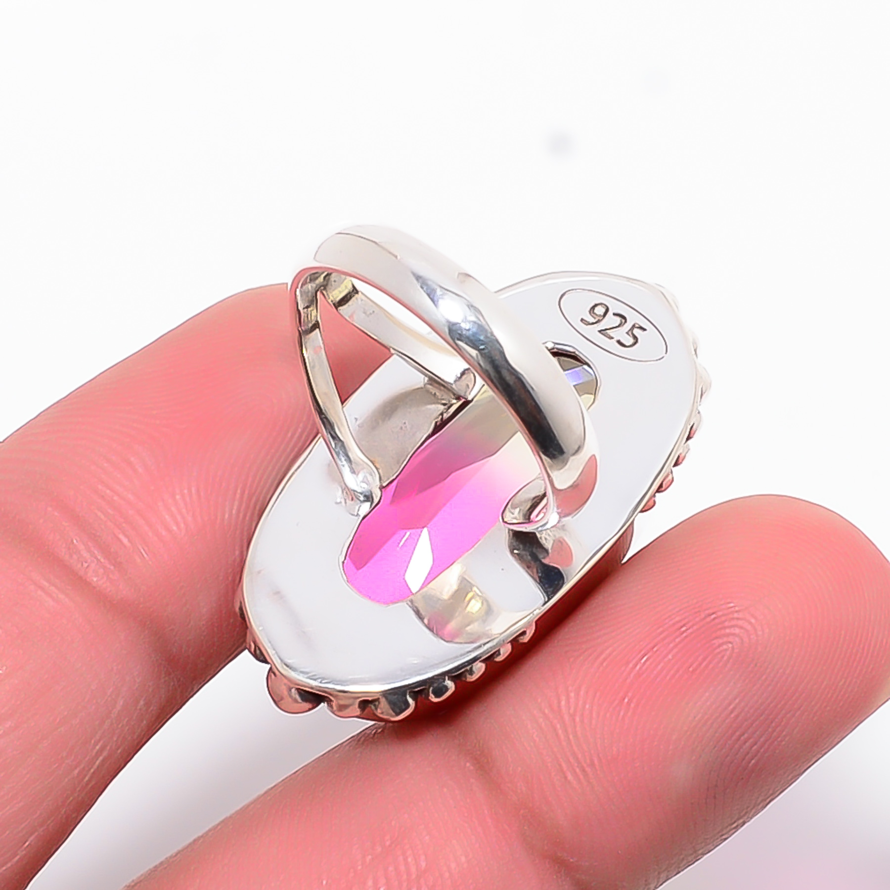 Bi-Colour Tourmaline - Simulated 925 Sterling Silver Ring
