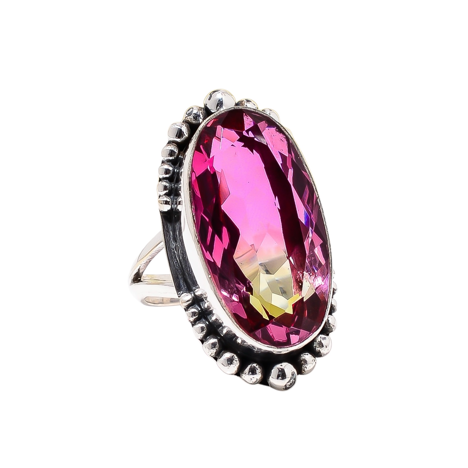 Bi-Colour Tourmaline - Simulated 925 Sterling Silver Ring