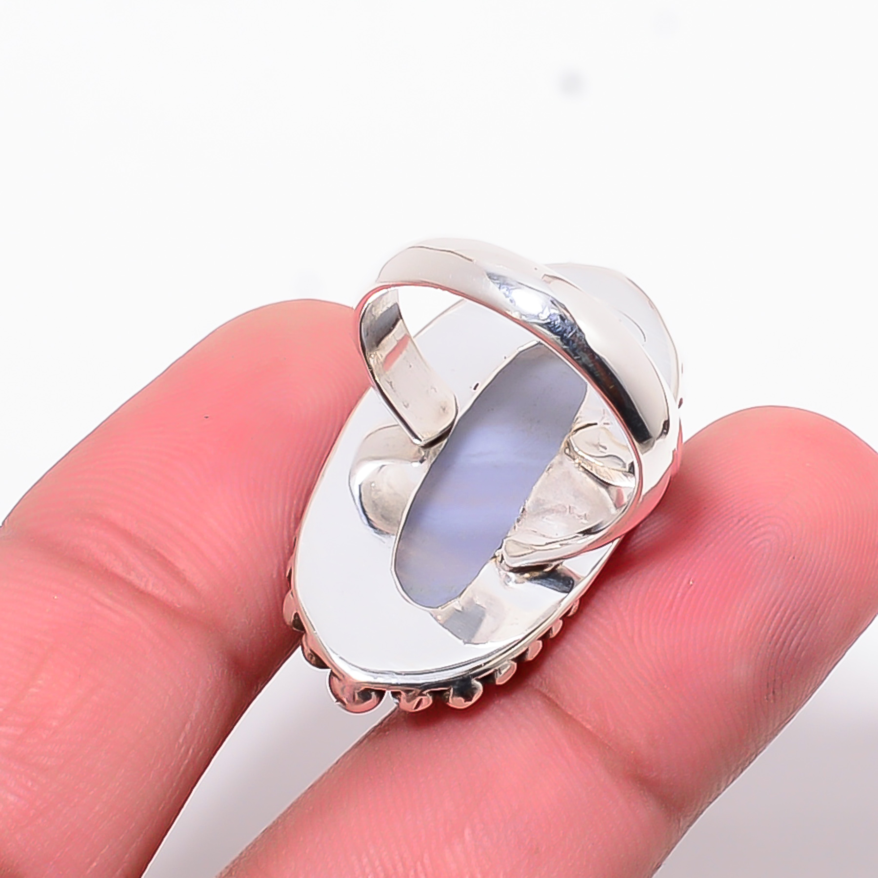Blue Lace Agate - Namibia 925 Sterling Silver Ring