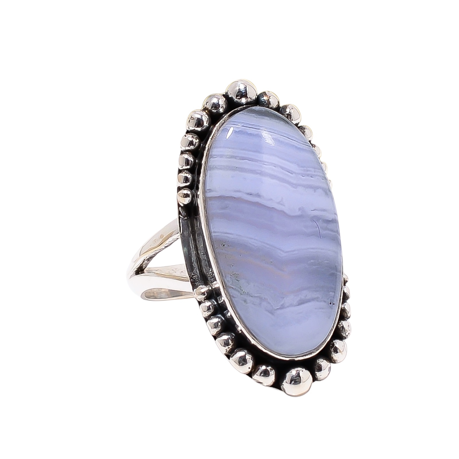 Blue Lace Agate - Namibia 925 Sterling Silver Ring