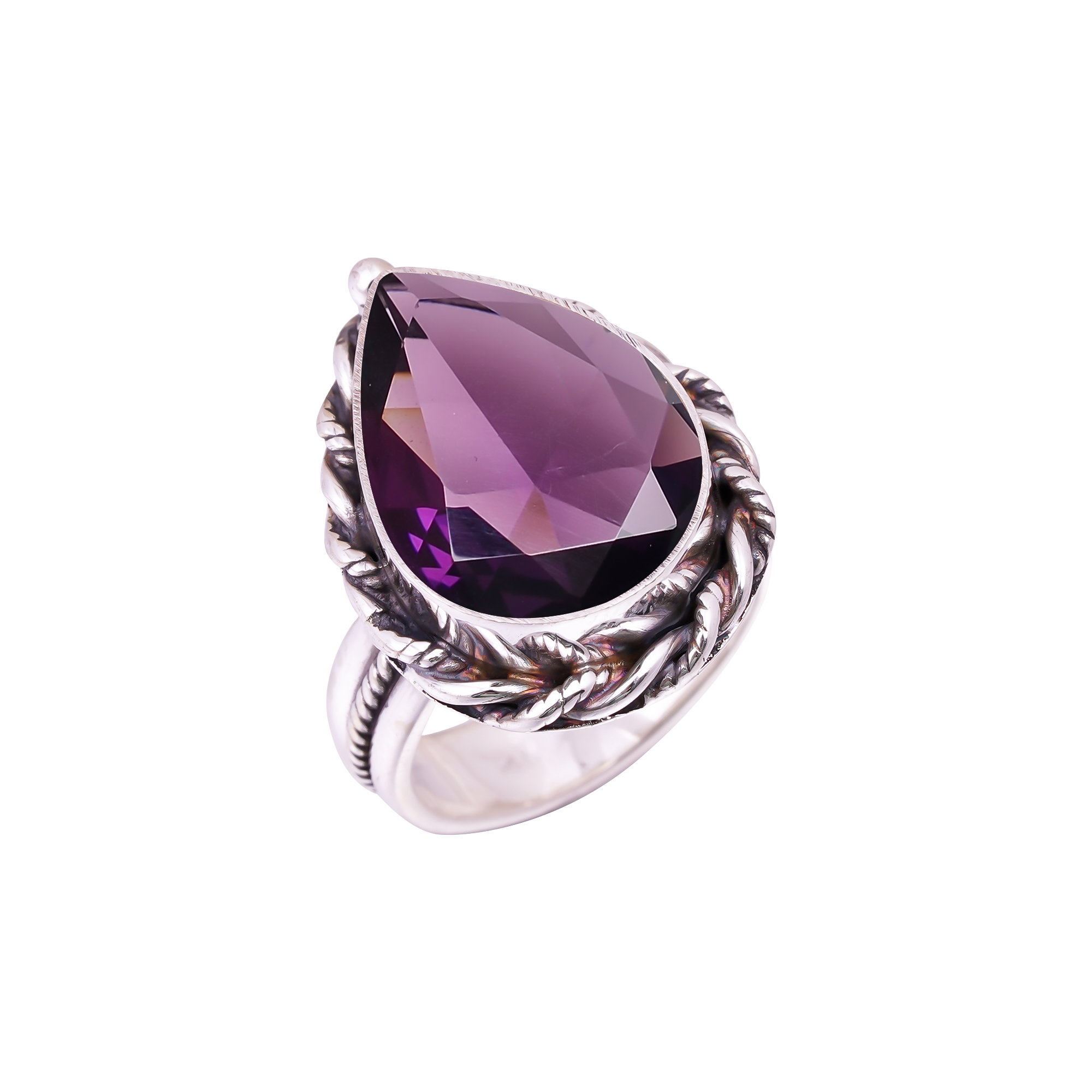Purple Amethyst - Simulated Gemstone 925 Sterling Silver Ring