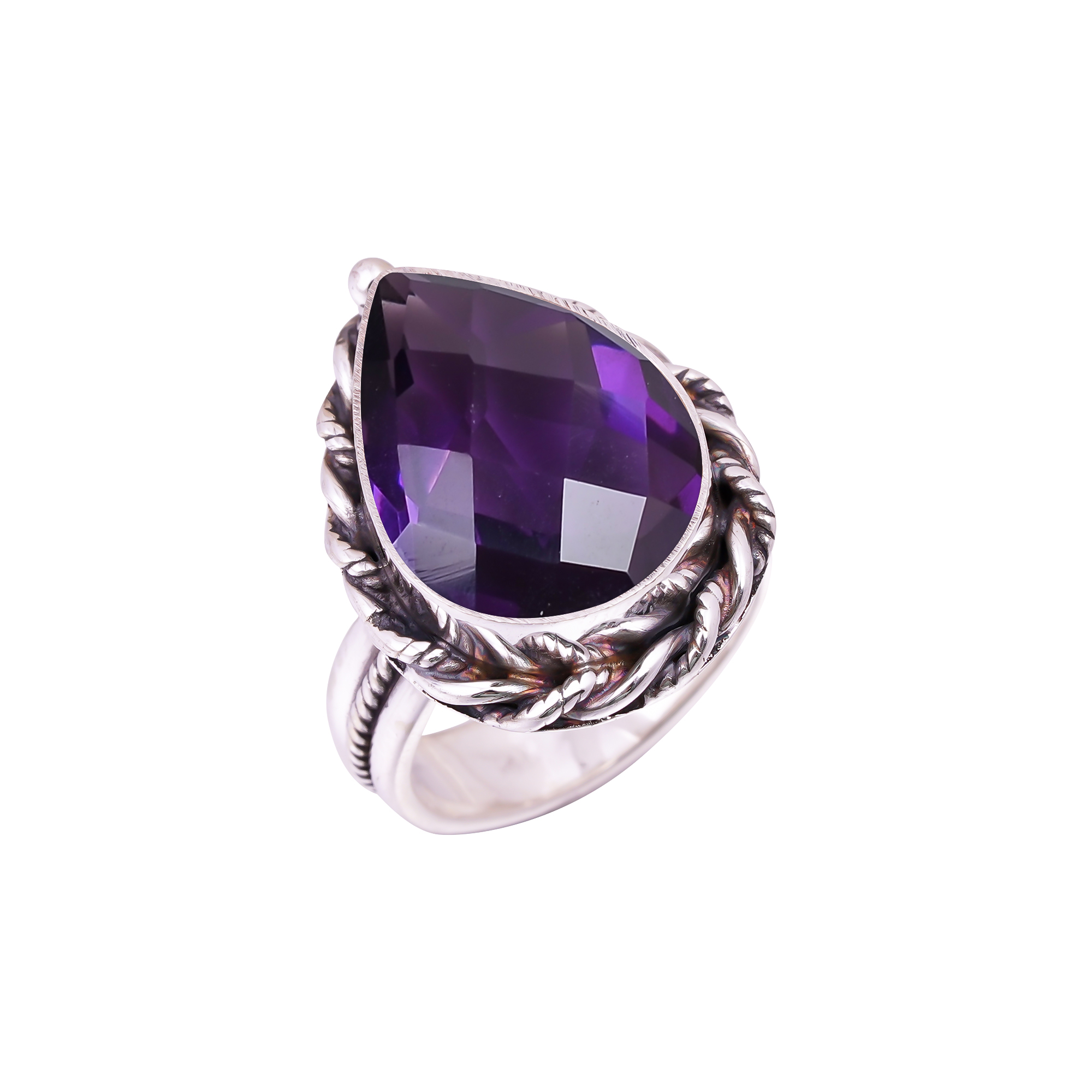 Purple Amethyst - Simulated Gemstone 925 Sterling Silver Ring