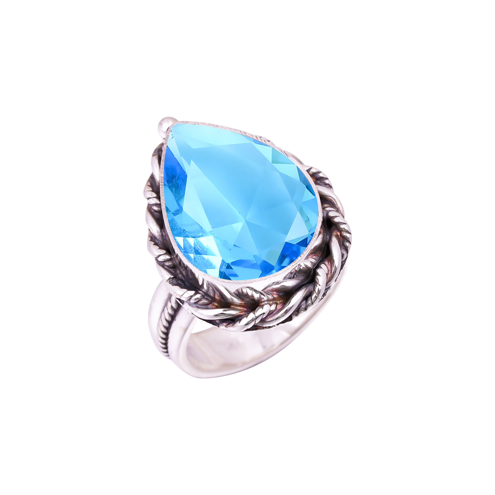Paraiba Tourmaline - Simulated Gemstone 925 Sterling Silver Ring
