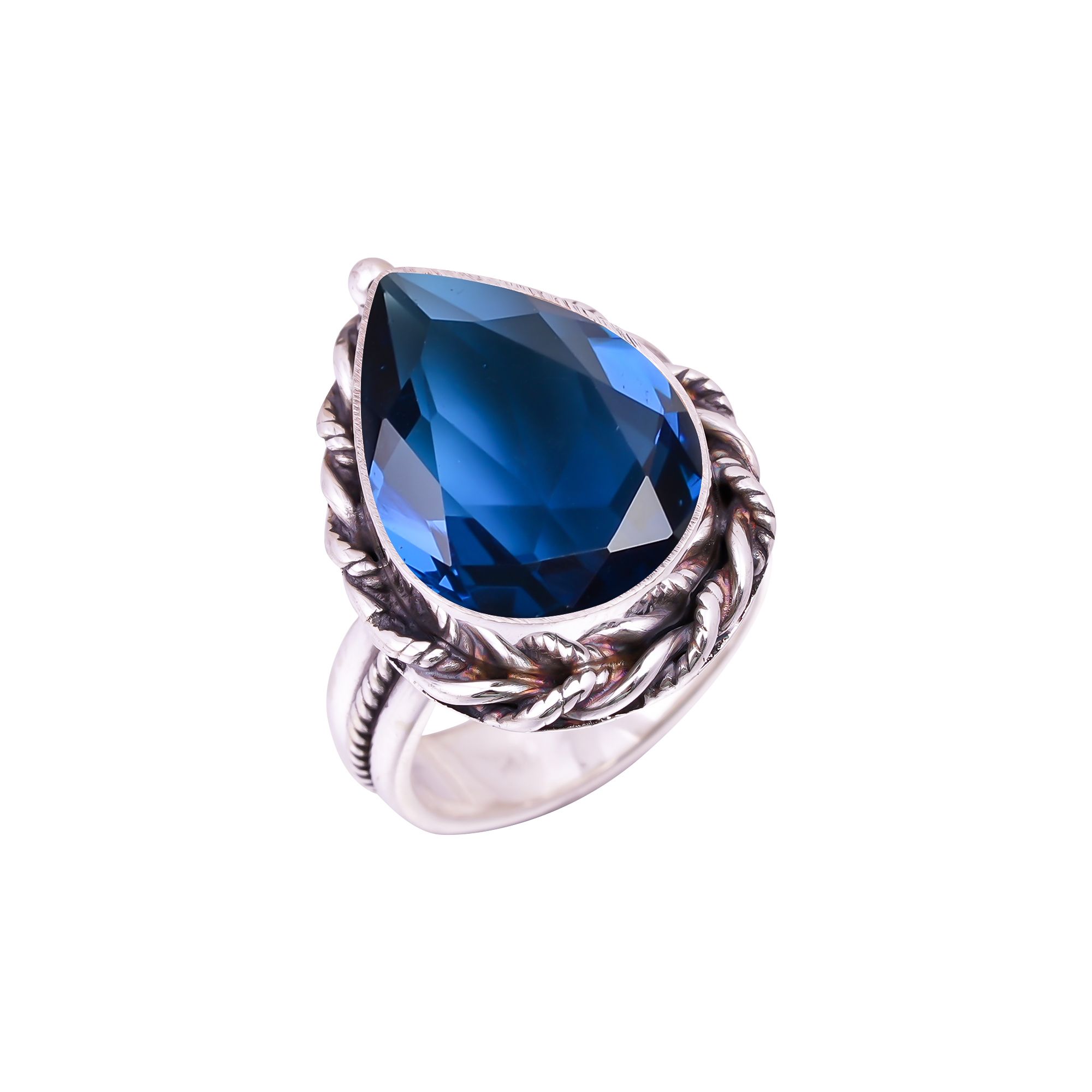 Teal Tourmaline - Simulated Gemstone 925 Sterling Silver Ring