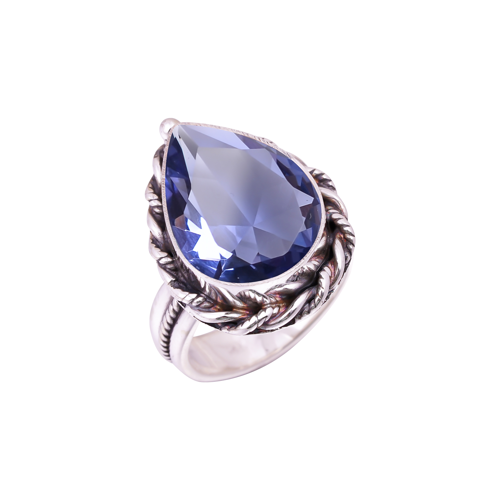 Iolite - Simulated Gemstone 925 Sterling Silver Ring