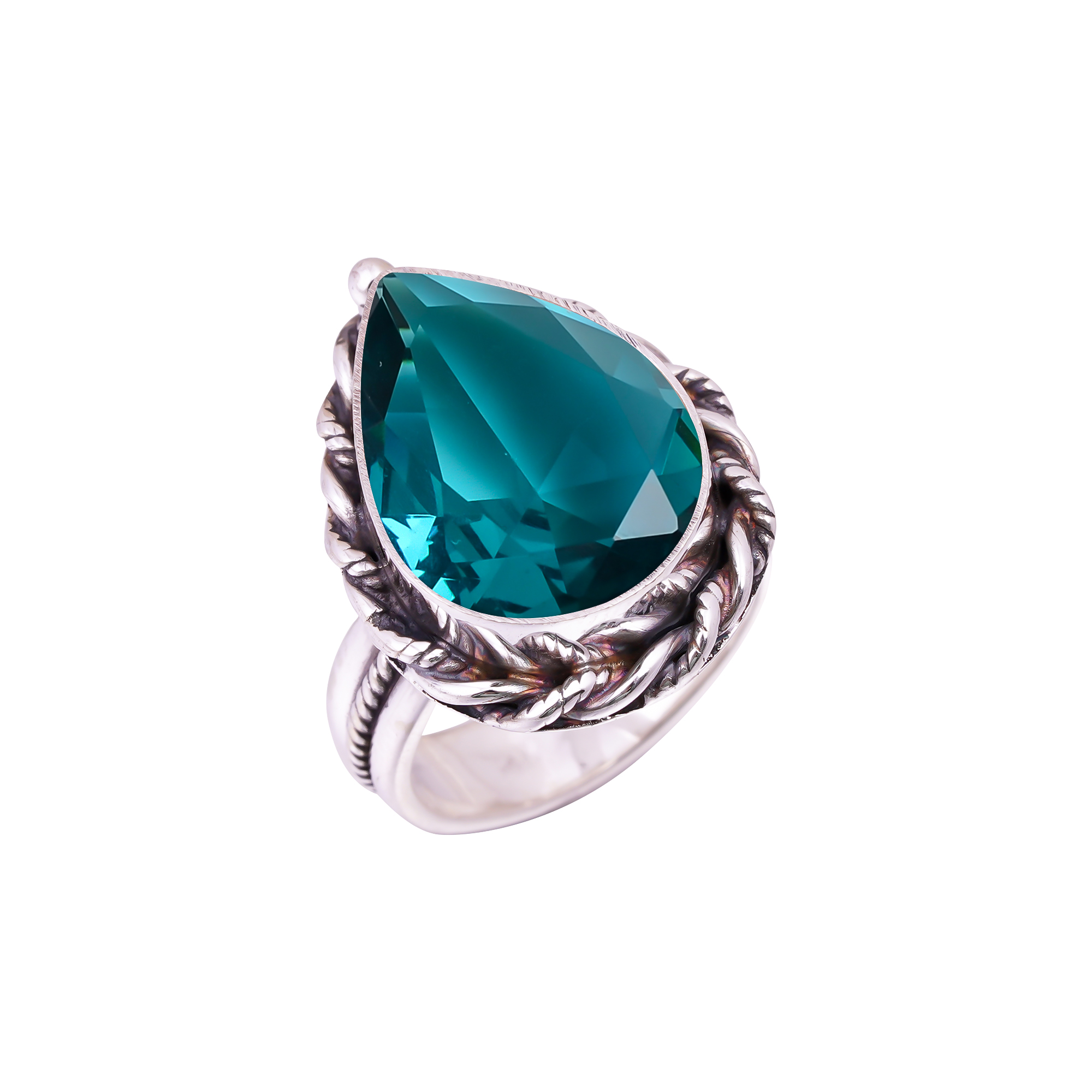Blue Sapphire - Simulated Gemstone 925 Sterling Silver Ring