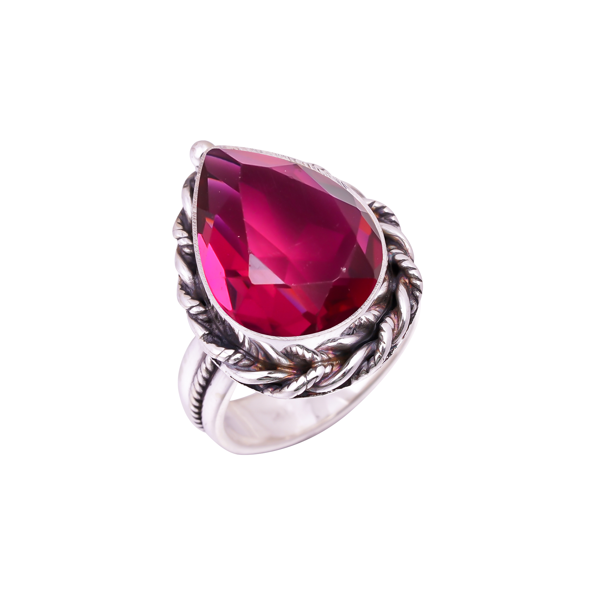 Ruby - Simulated Gemstone 925 Sterling Silver Ring